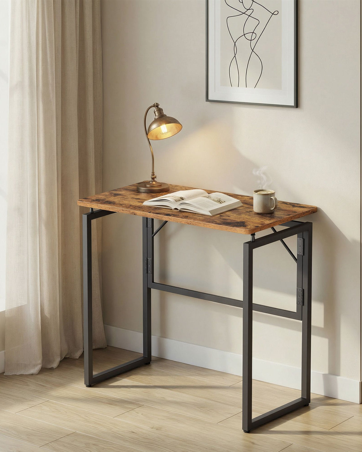 Klappbarer Schreibtisch 80 cm - Computertisch Mit Abgerundeten Ecken - Für Homeoffice