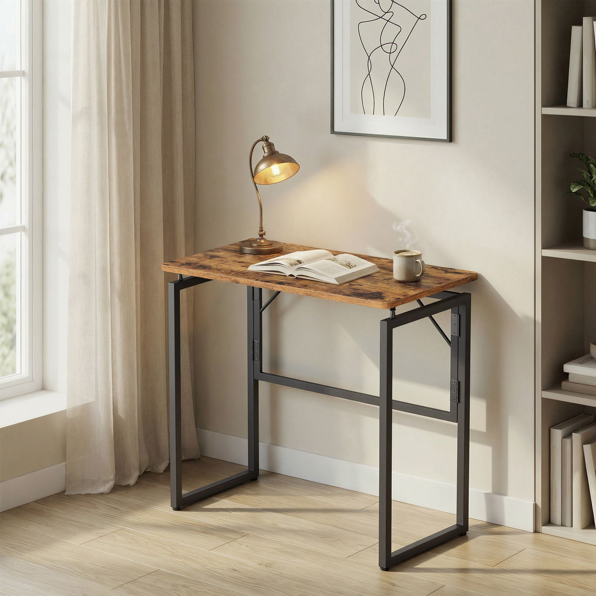 Klappbarer Schreibtisch 80 cm - Computertisch Mit Abgerundeten Ecken - Für Homeoffice