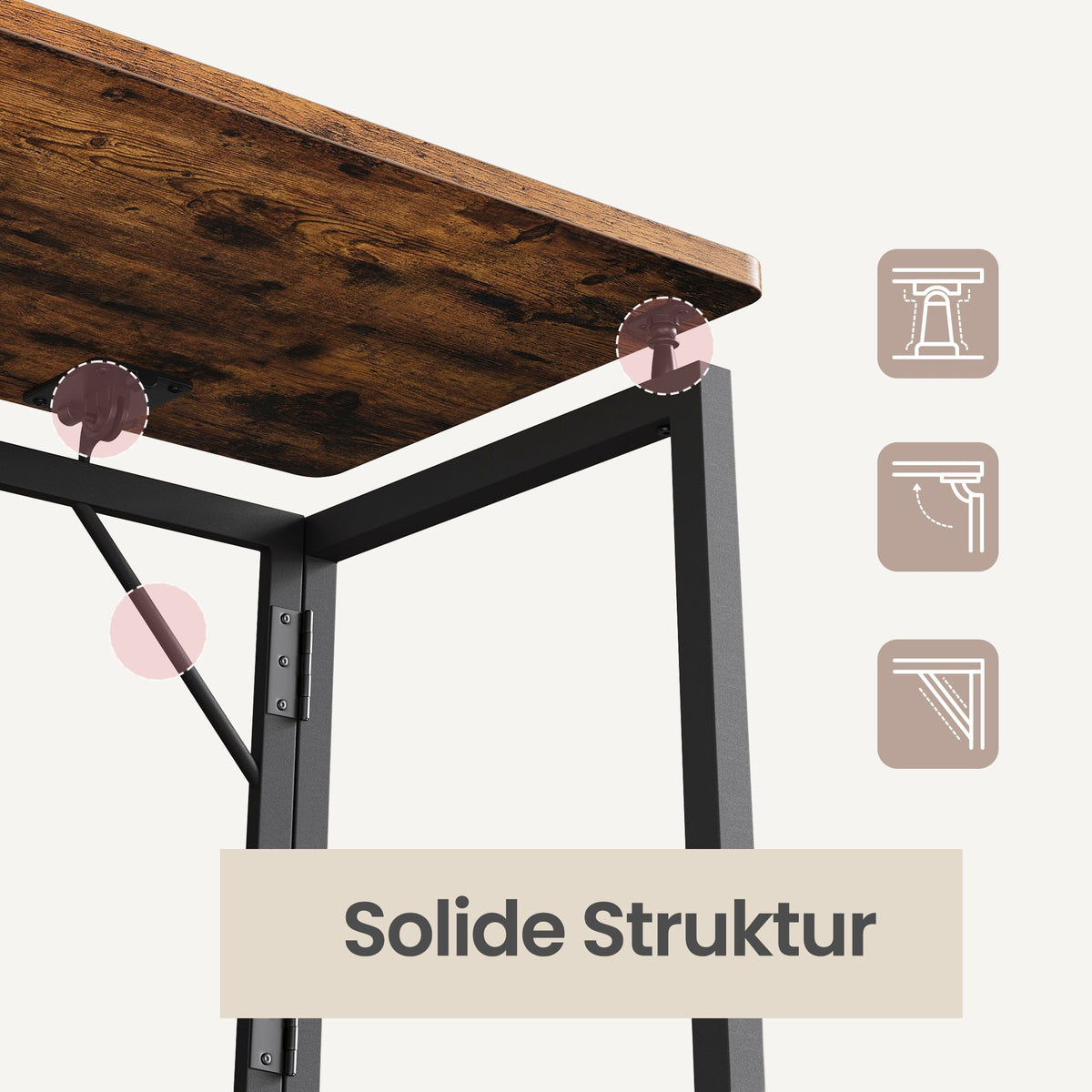 Klappbarer Schreibtisch 80 cm - Computertisch Mit Abgerundeten Ecken - Für Homeoffice