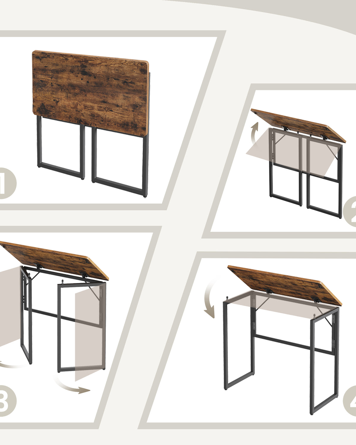 Klappbarer Schreibtisch 80 cm - Computertisch Mit Abgerundeten Ecken - Für Homeoffice