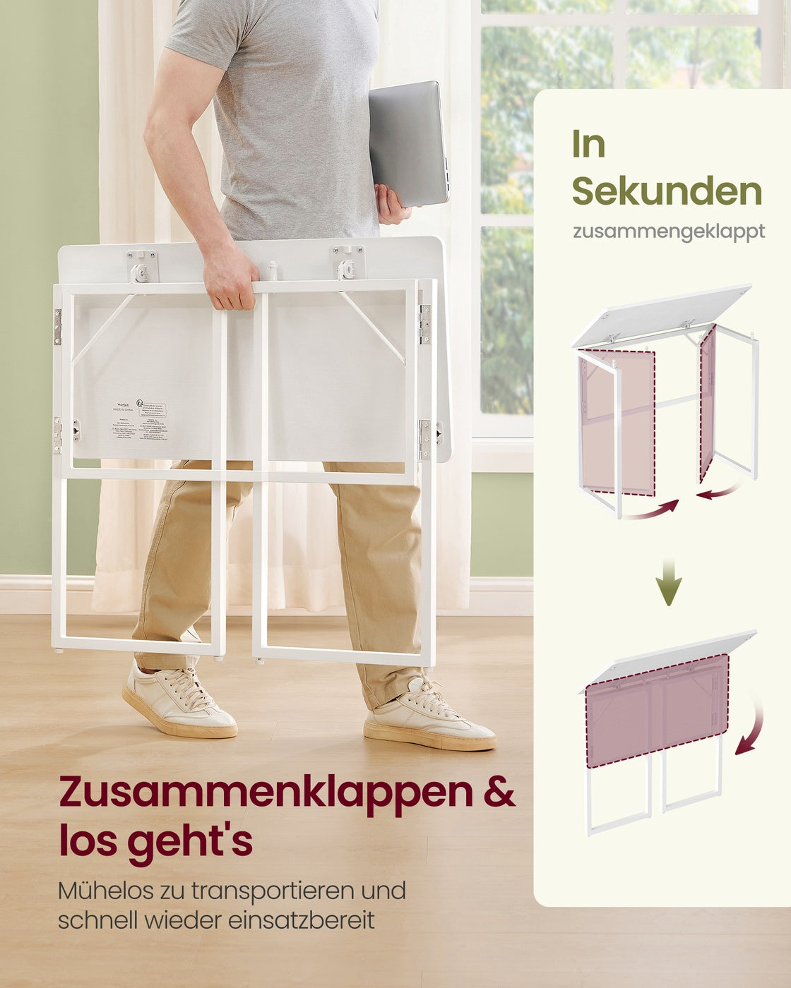 Kleiner Klappschreibtisch - Klappbar - Für Homeoffice Und Kleine Räume
