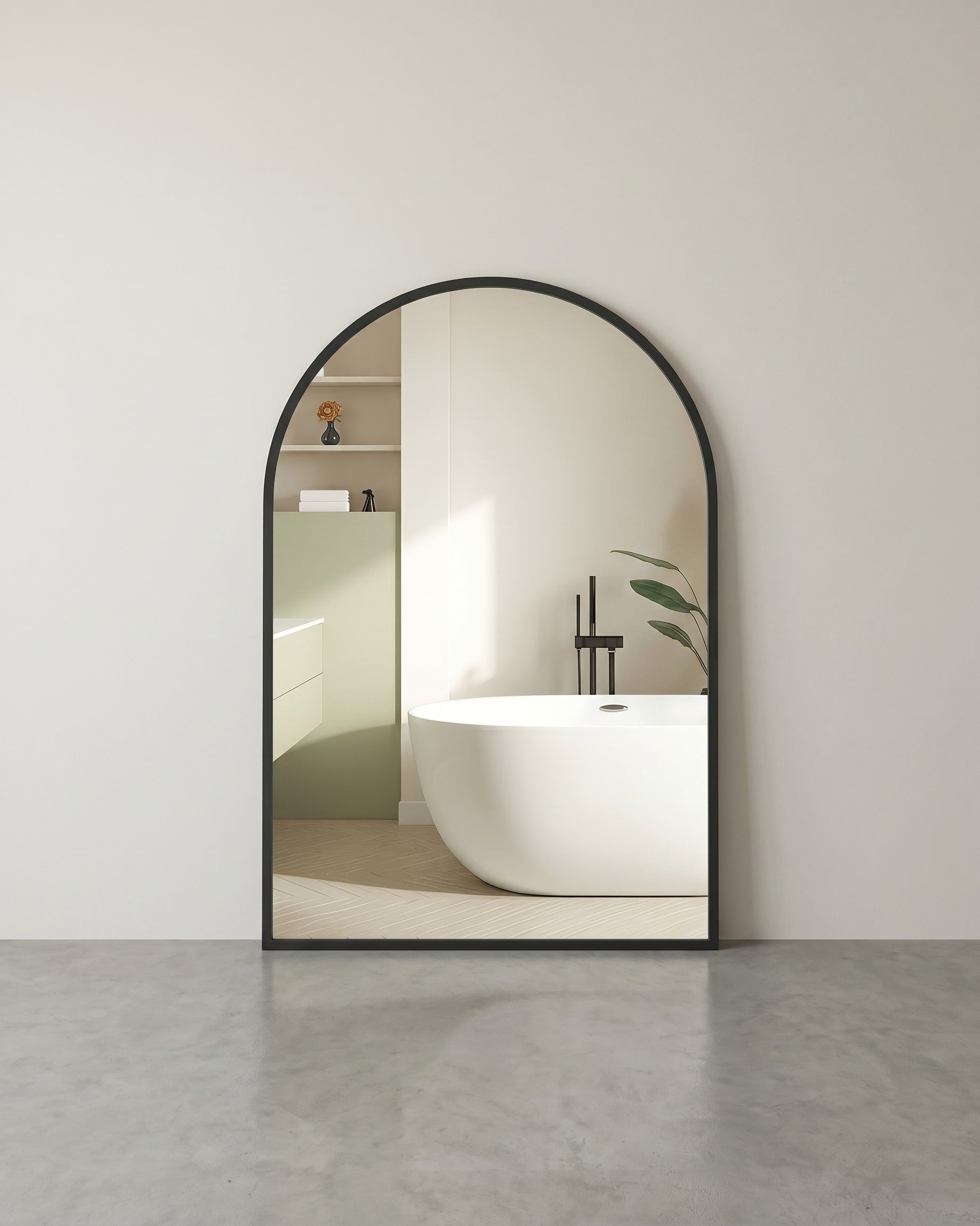 Wandspiegel mit Aluminiumrahmen – Ovales Design – Bruchsicheres Sicherheitsglas – 91 x 61 cm – Schwarz