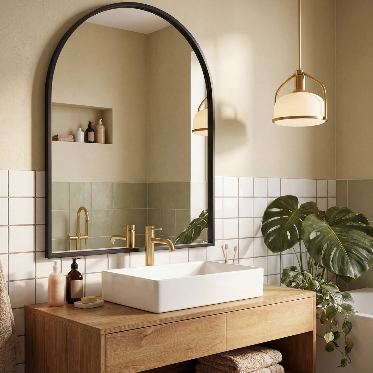 Wandspiegel 81 x 61 cm - Gewölbter Spiegel Mit Aluminiumrahmen - Für Wohnzimmer Und Badezimmer