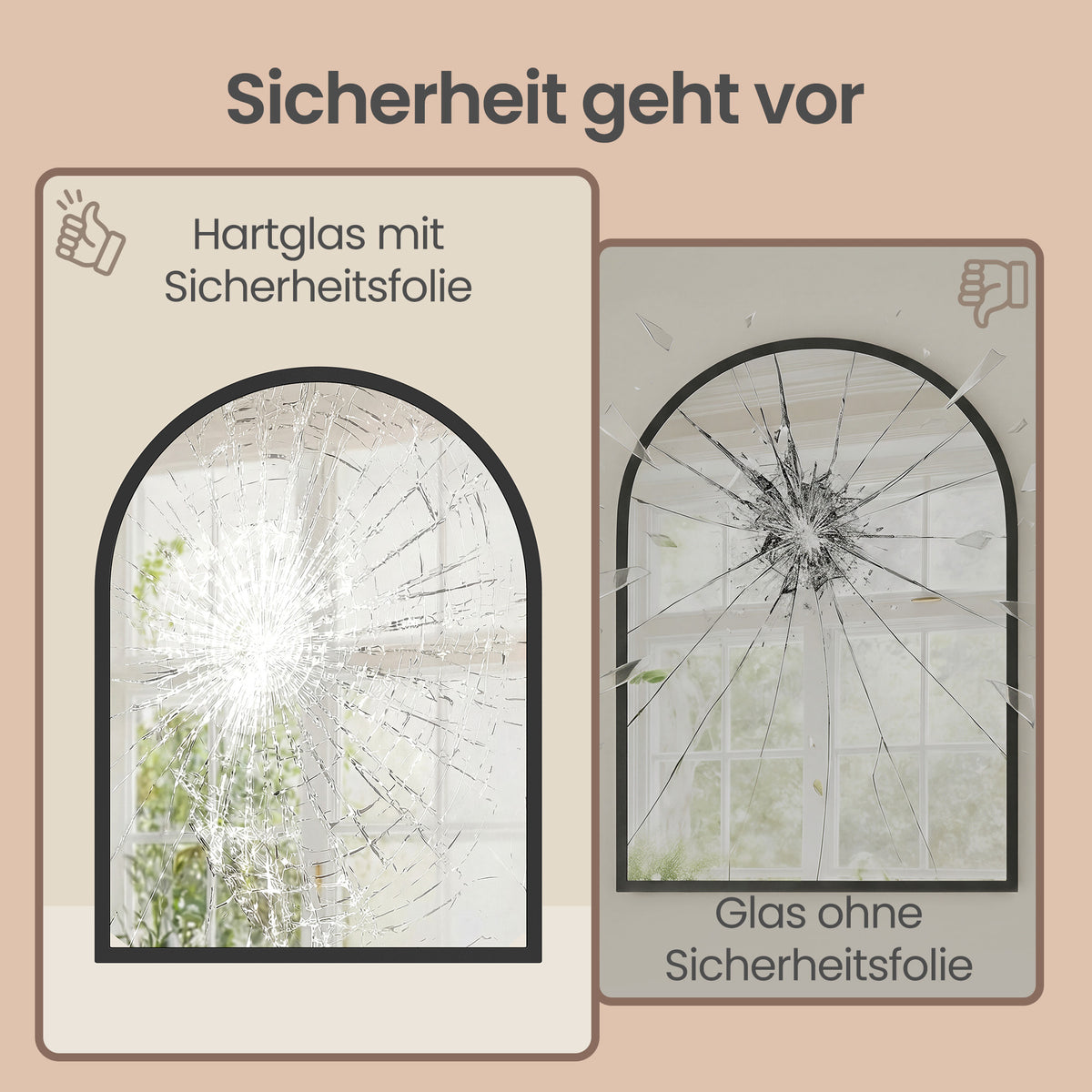 Wandspiegel 81 x 61 cm - Gewölbter Spiegel Mit Aluminiumrahmen - Für Wohnzimmer Und Badezimmer