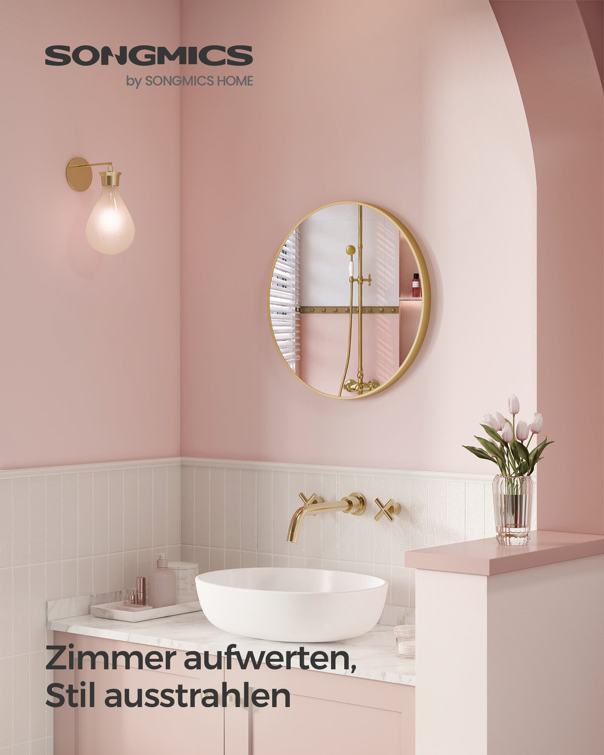 Runder Wandspiegel - Gold oder Schwarz