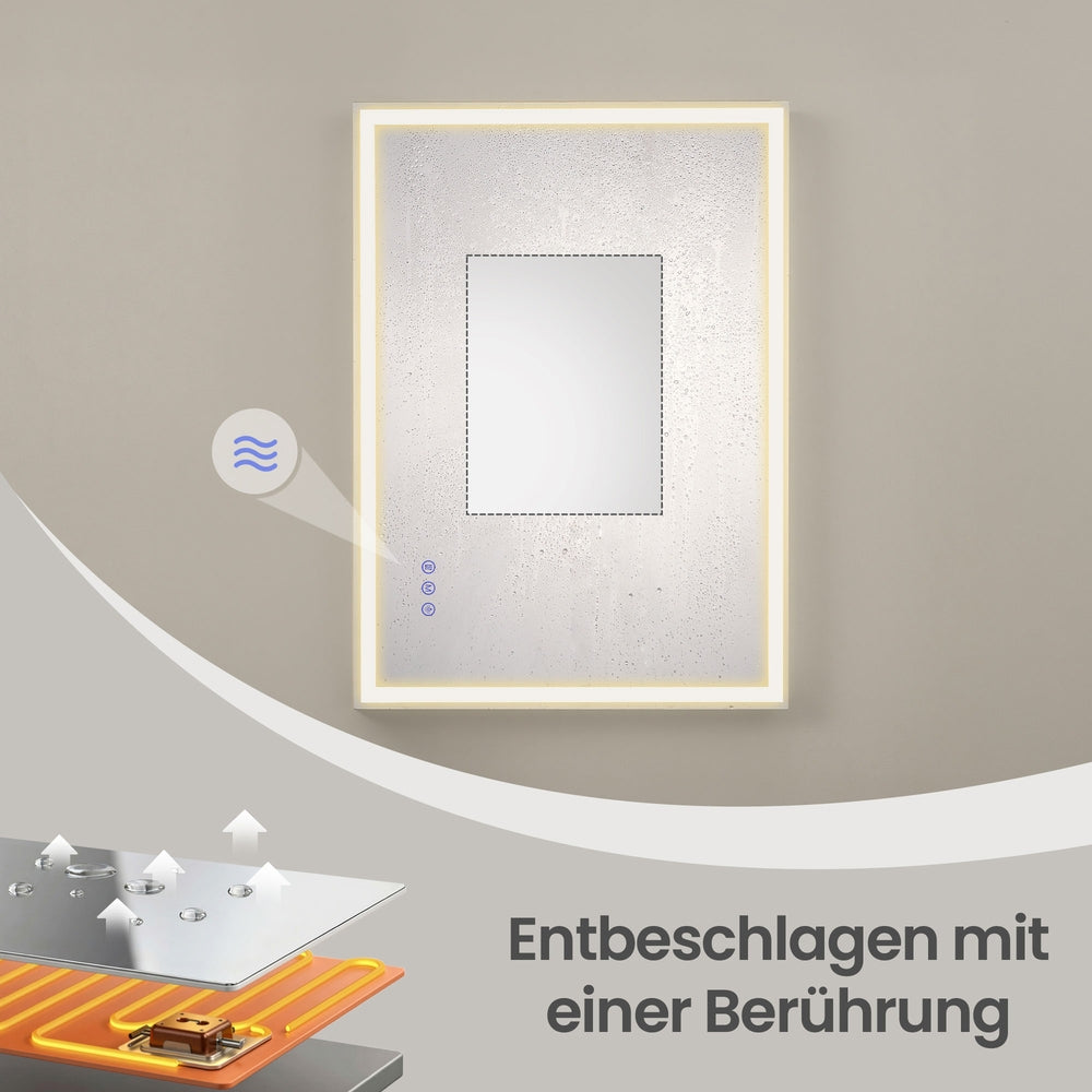 Badspiegel mit LED-Beleuchtung – Dimmbar – Rechteckig – 2 Größen – für Badezimmer & Schminkecke