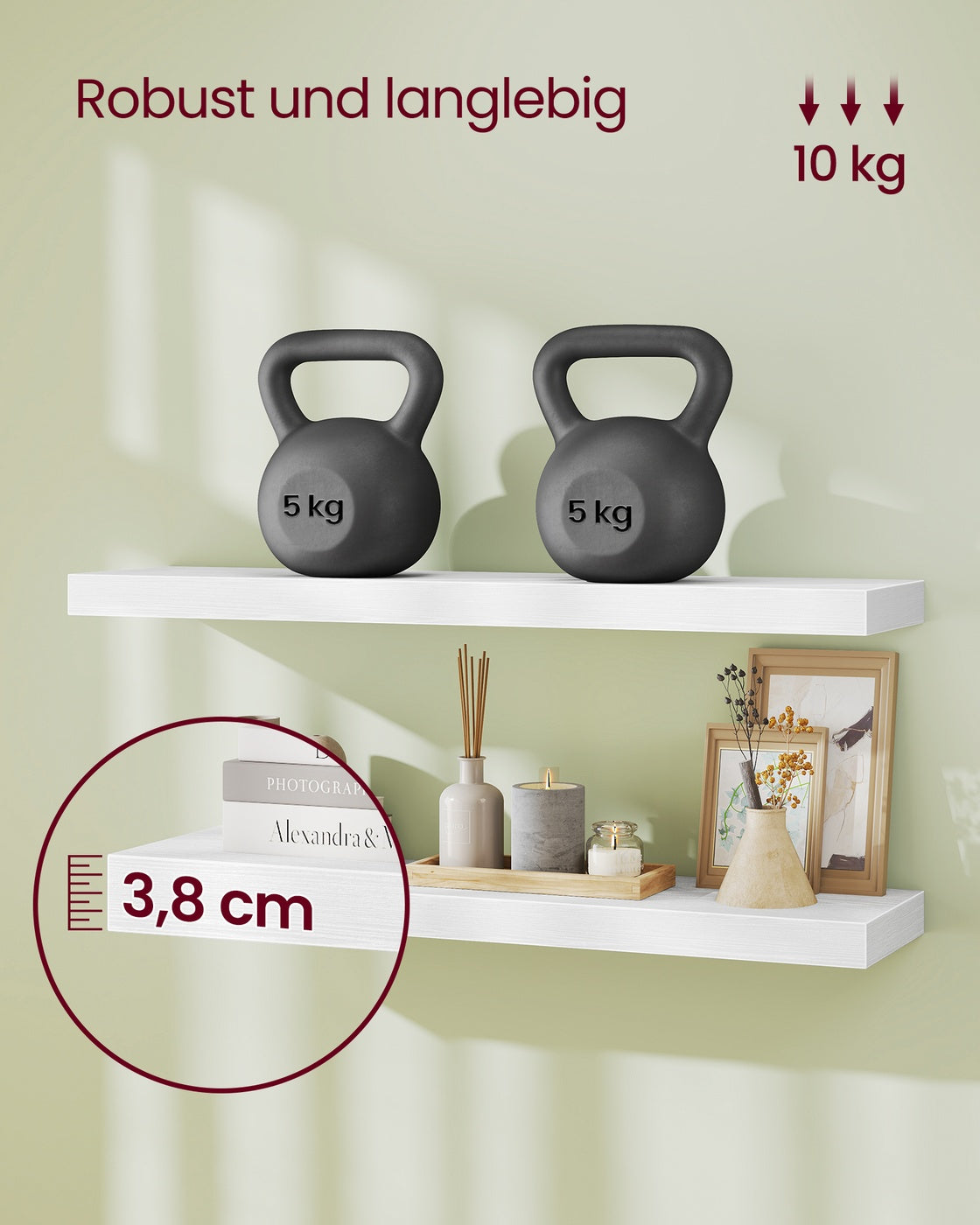 Schwebendes Wandregal Für Bilderrahmen - Schmales Wandboard - Für Wohnzimmer Und Flur