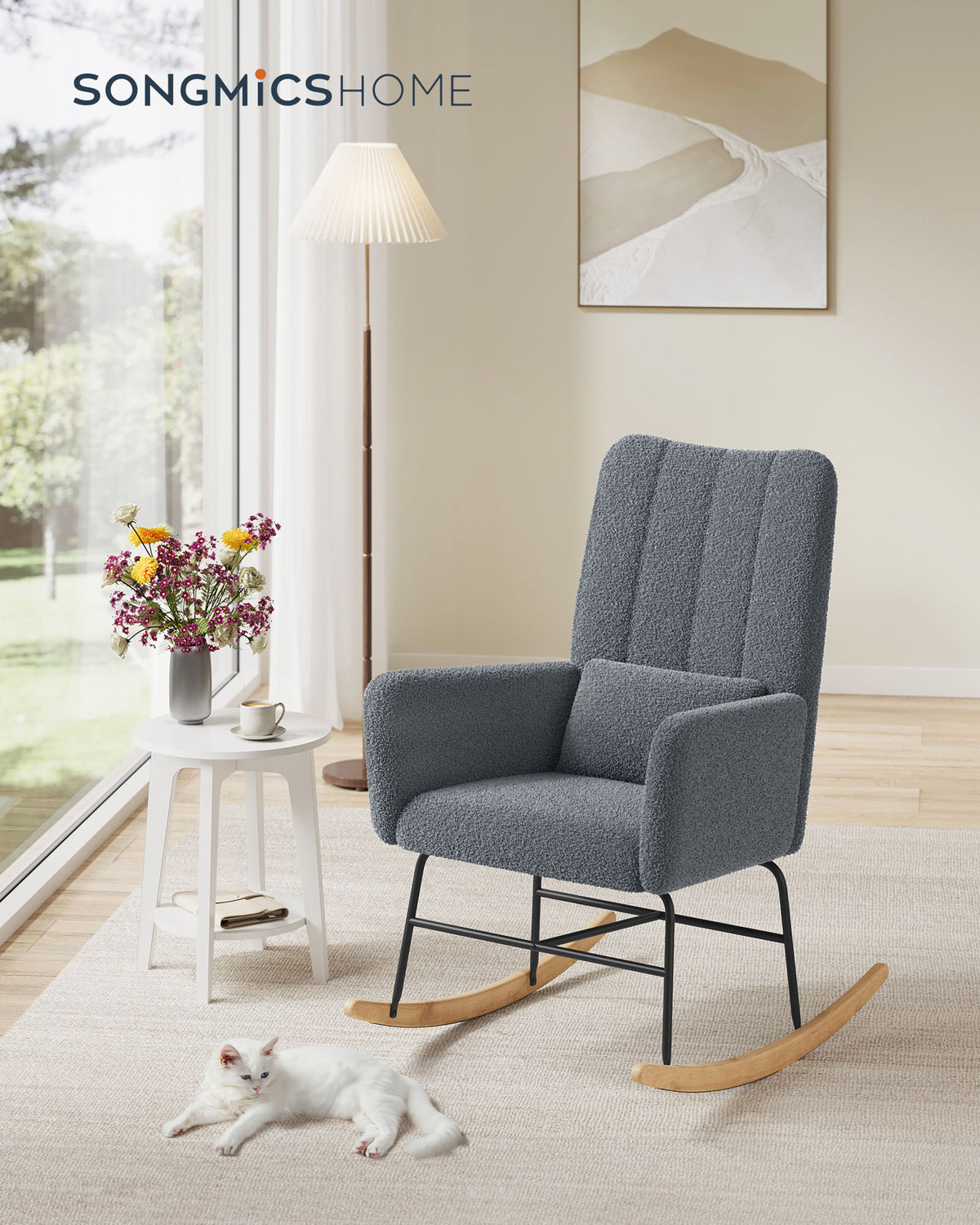 Schaukelstuhl – Bequemer Sessel mit Fleece-Polsterung