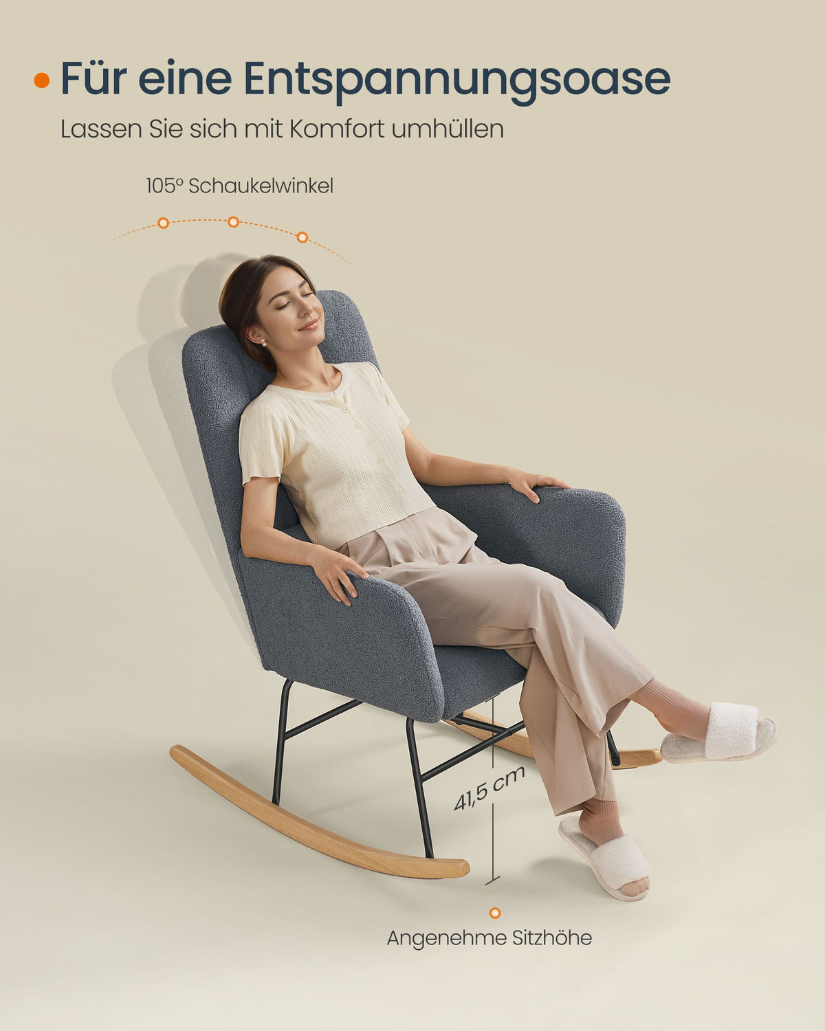 Schaukelstuhl – Bequemer Sessel mit Fleece-Polsterung