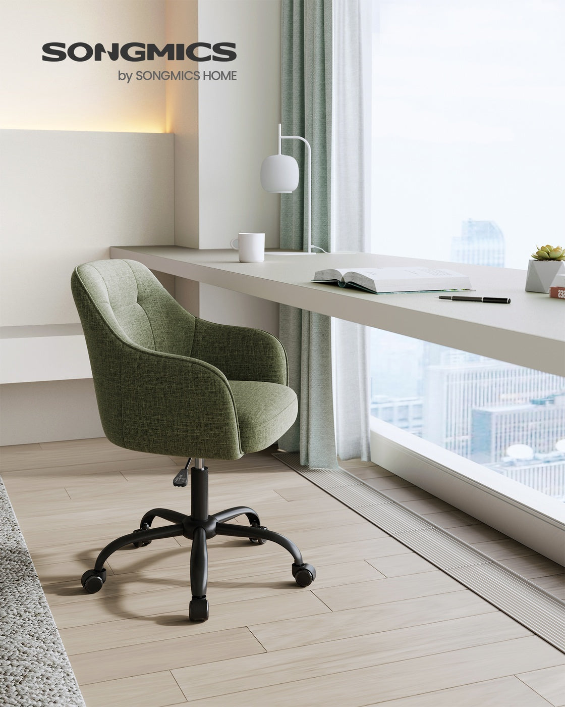 Bürostuhl mit Armlehnen – höhenverstellbar – bequeme Polsterung – 64 cm breit