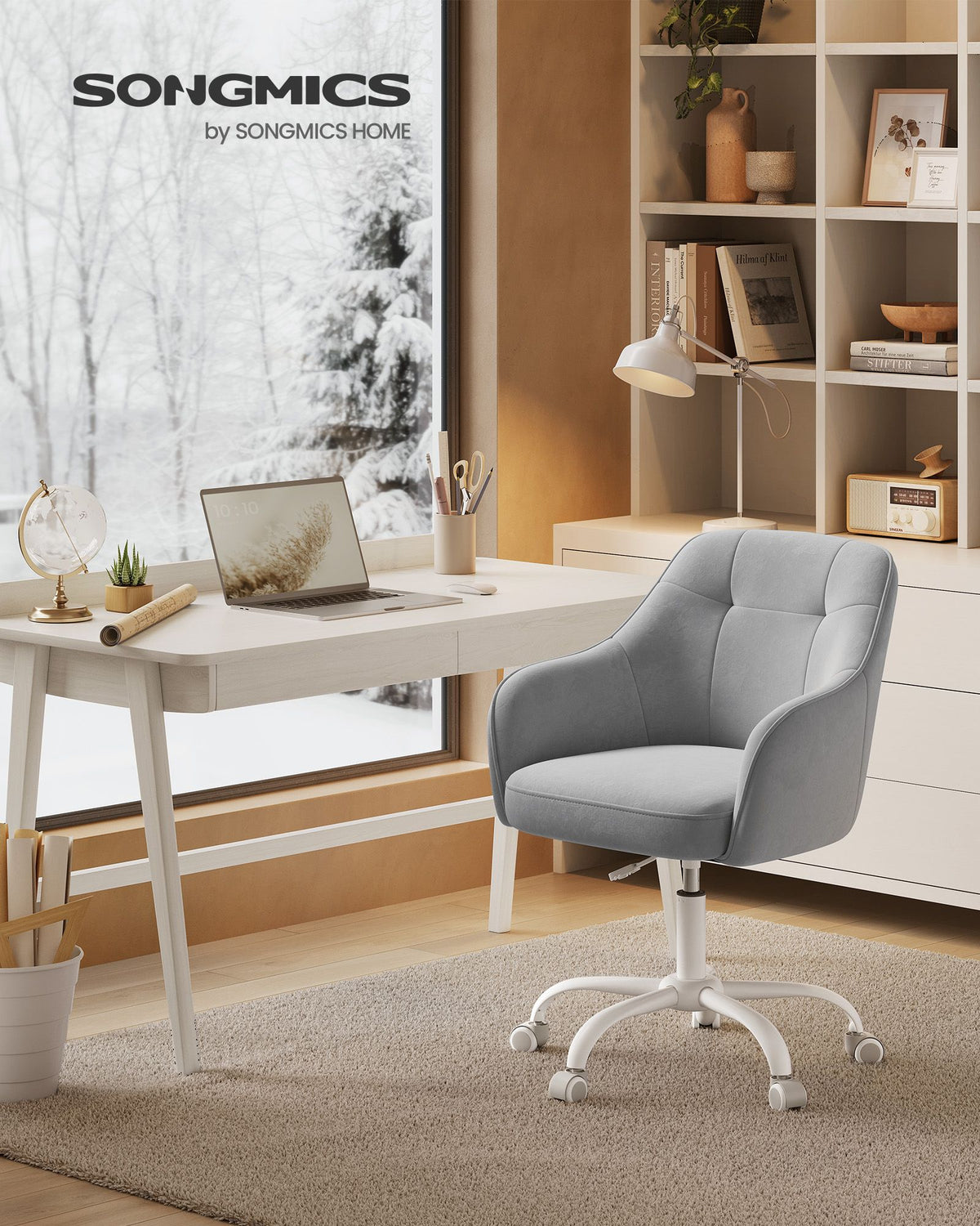Bürostuhl mit Armlehnen – höhenverstellbar – bequeme Polsterung – 64 cm breit