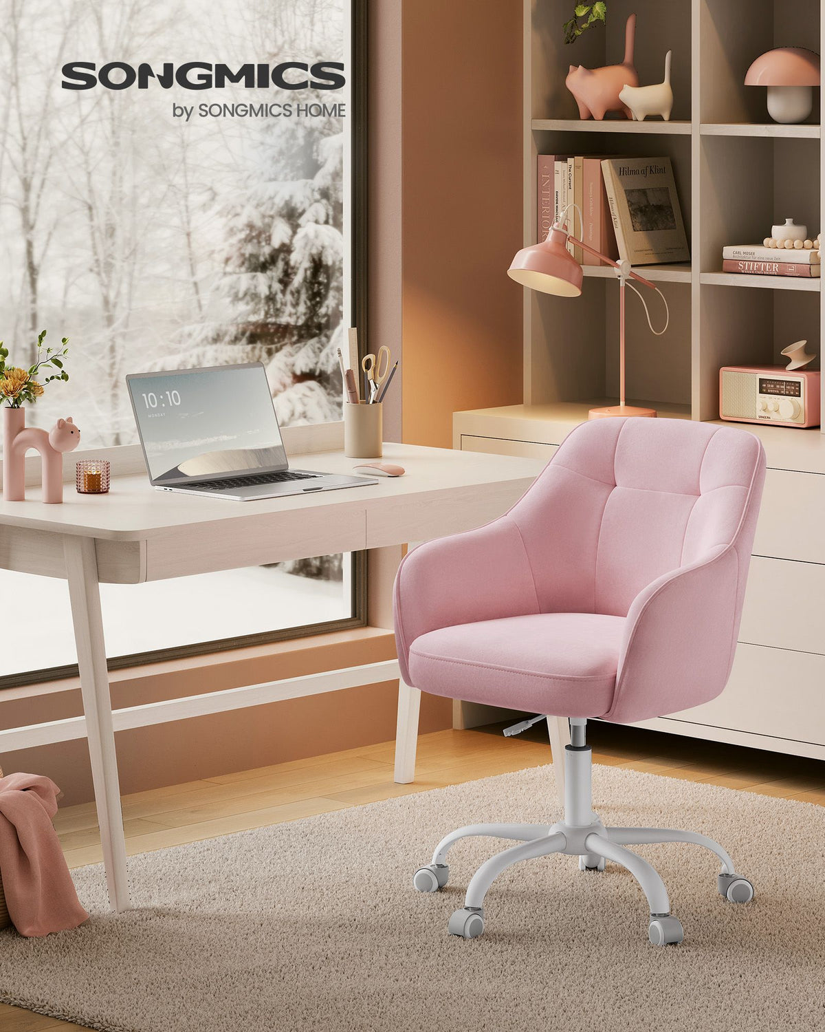 Bürostuhl mit Armlehnen – höhenverstellbar – bequeme Polsterung – 64 cm breit