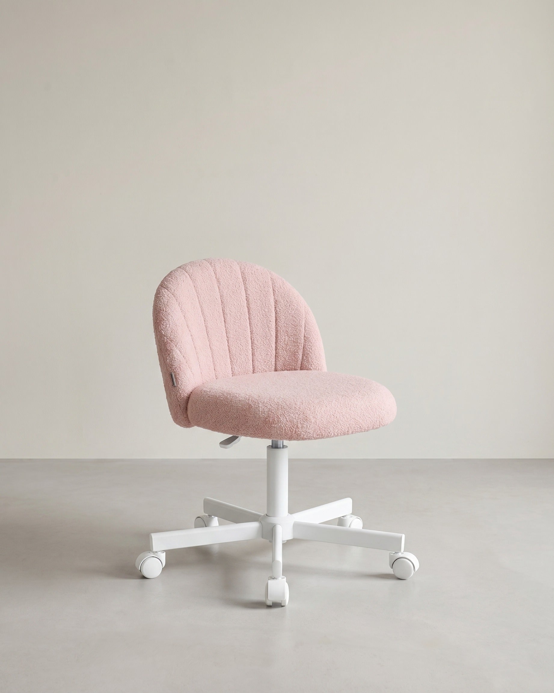Drehstuhl – Kompaktes Design – Fleecebezug – Höhenverstellbar – 360°-Rollen – Ergonomische Rückenlehne – Rosa