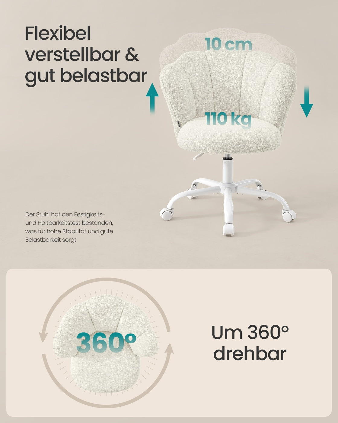 Ergonomischer Bürostuhl – höhenverstellbar – drehbar – bis 110 kg
