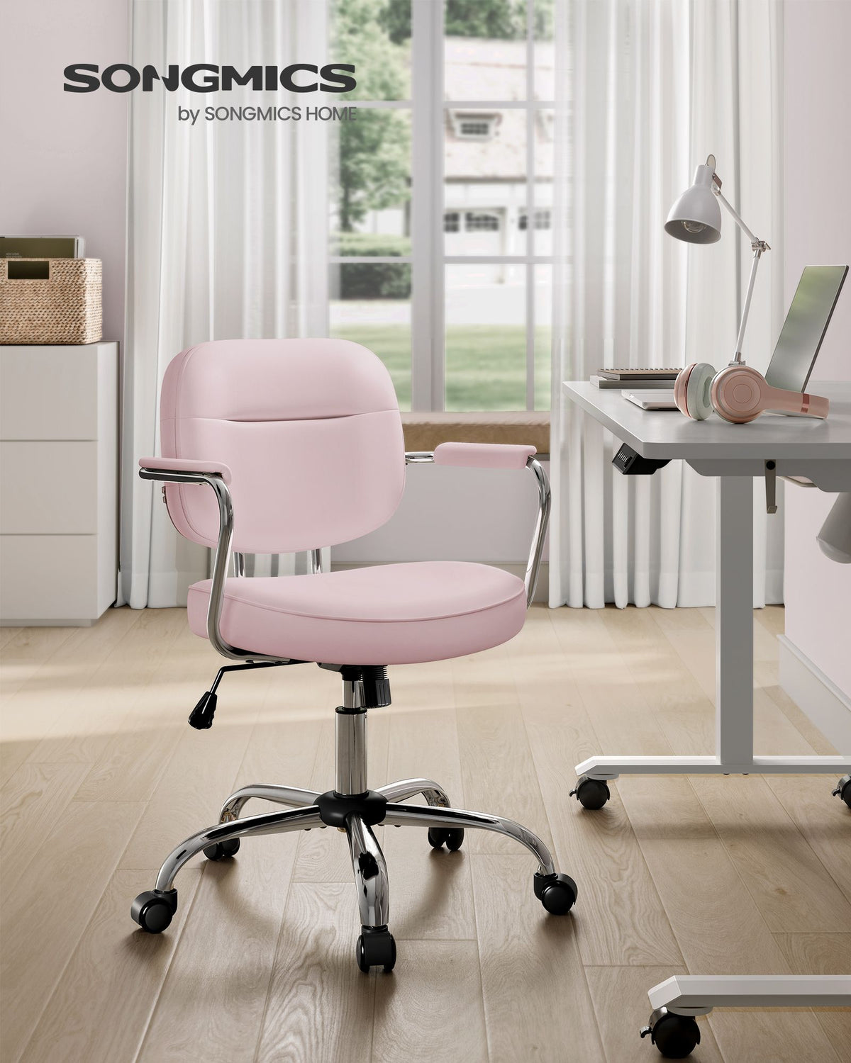 Bürostuhl Kunstleder – Ergonomisch, drehbar und höhenverstellbar – Mit Wippfunktion und breiten Armlehnen