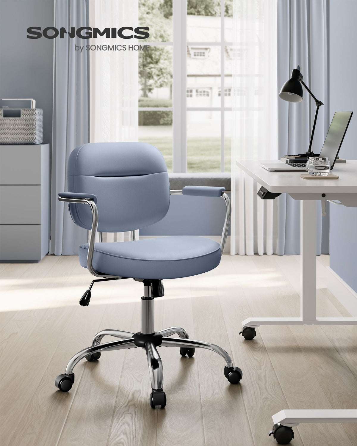 Bürostuhl Kunstleder – Ergonomisch, drehbar und höhenverstellbar – Mit Wippfunktion und breiten Armlehnen