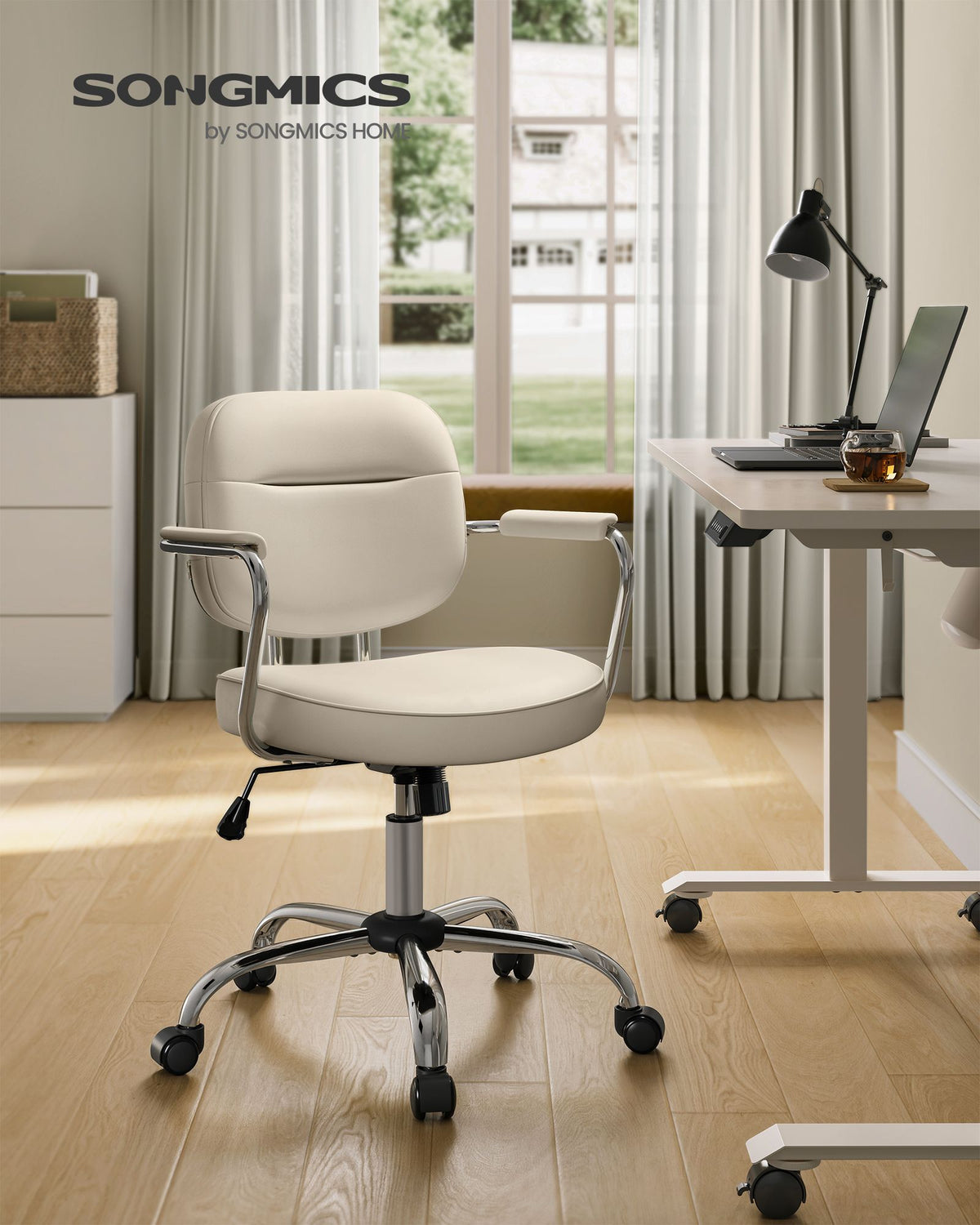 Bürostuhl Kunstleder – Ergonomisch, drehbar und höhenverstellbar – Mit Wippfunktion und breiten Armlehnen