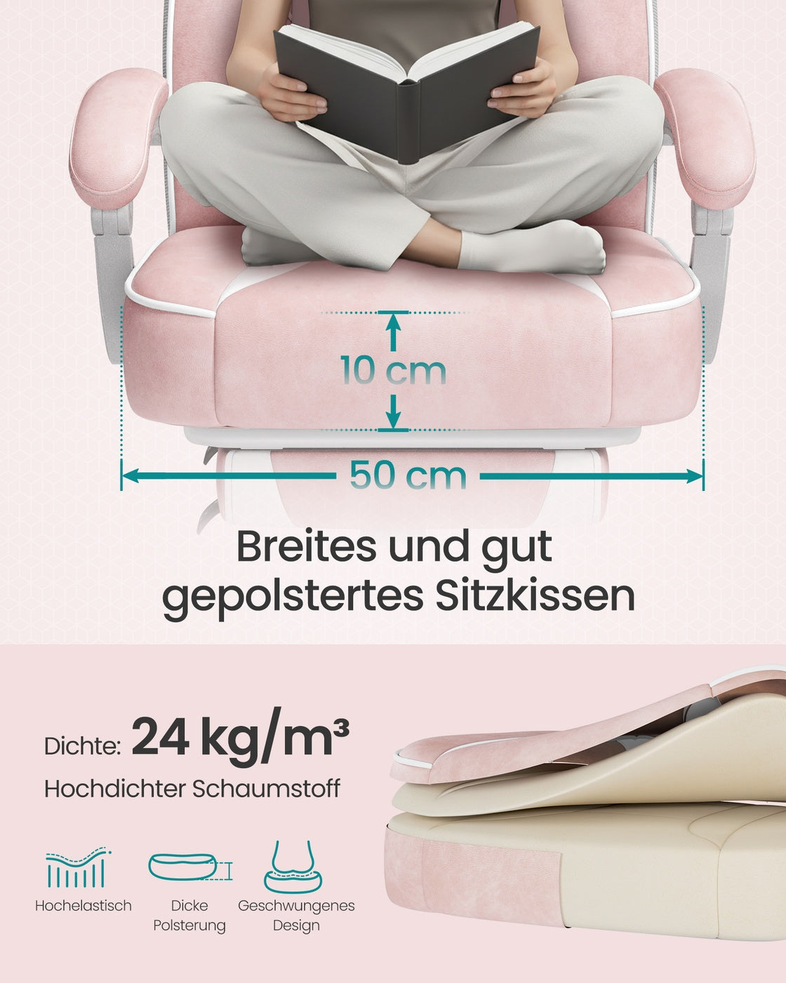 Gaming-Stuhl – Ergonomischer Gaming-Stuhl – Verstellbarer Bürostuhl – Kopfstütze und Fußstütze