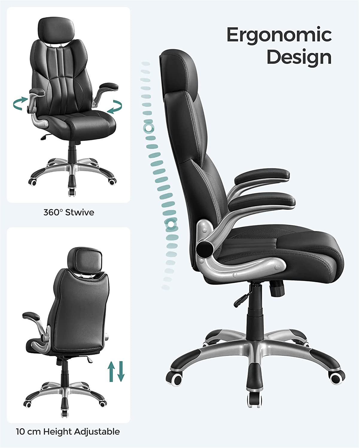 Ergonomischer Regiestuhl - Bürostuhl Leder - Belastbar bis 150 kg