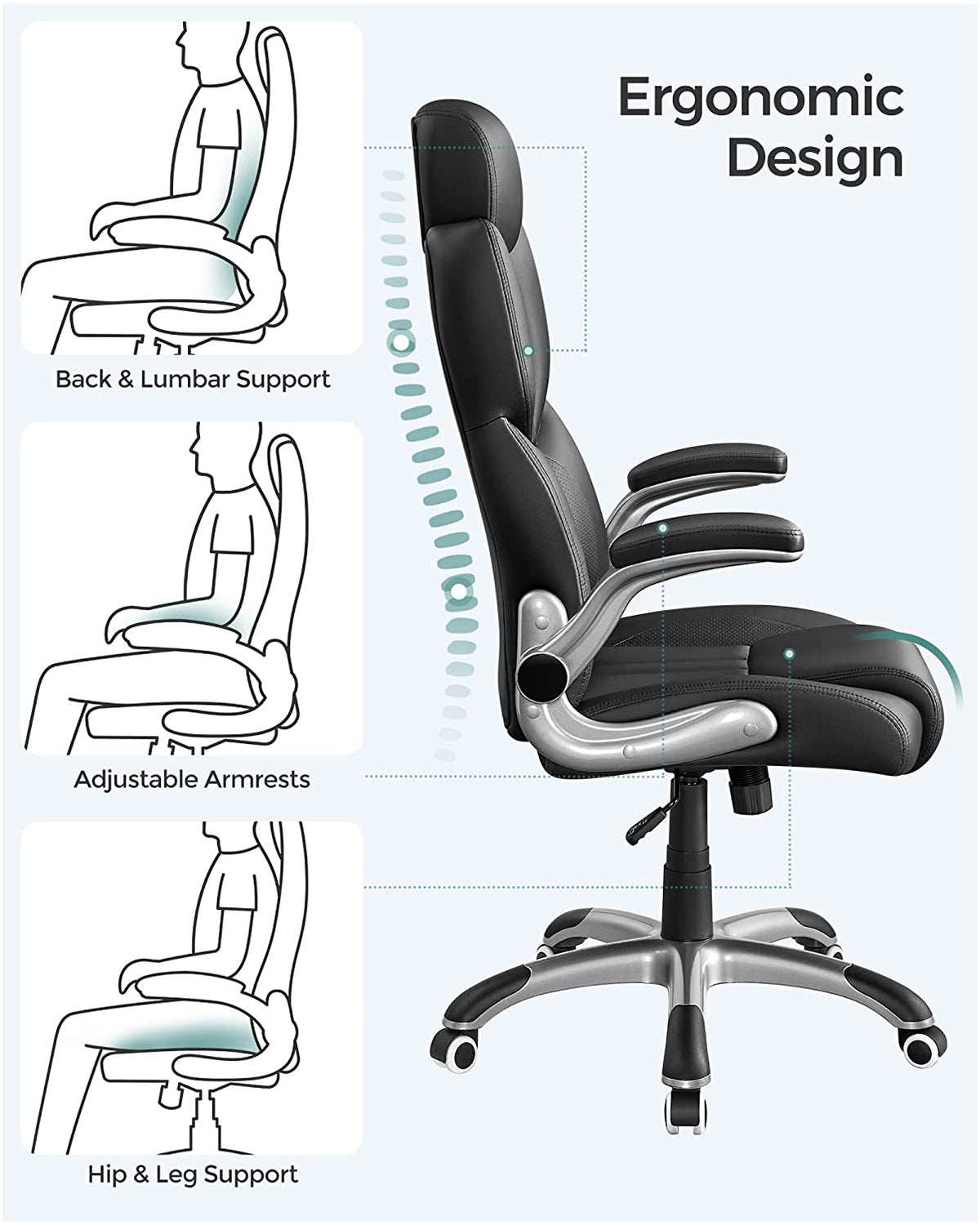 Ergonomischer Regiestuhl - Bürostuhl Leder - Belastbar bis 150 kg