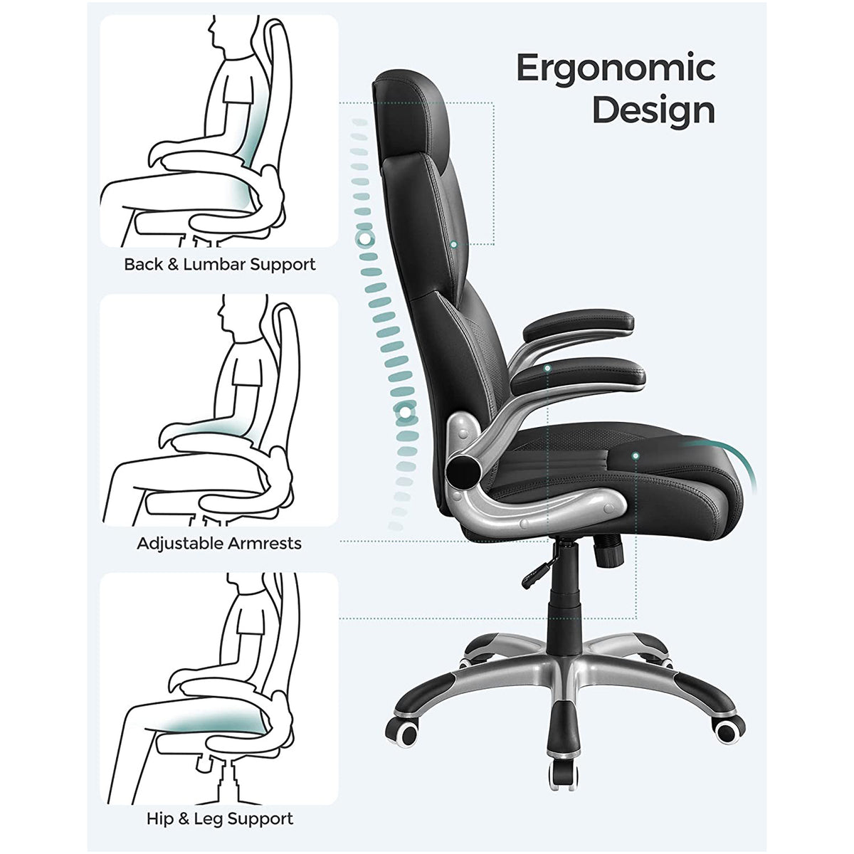 Ergonomischer Regiestuhl - Bürostuhl Leder - Belastbar bis 150 kg