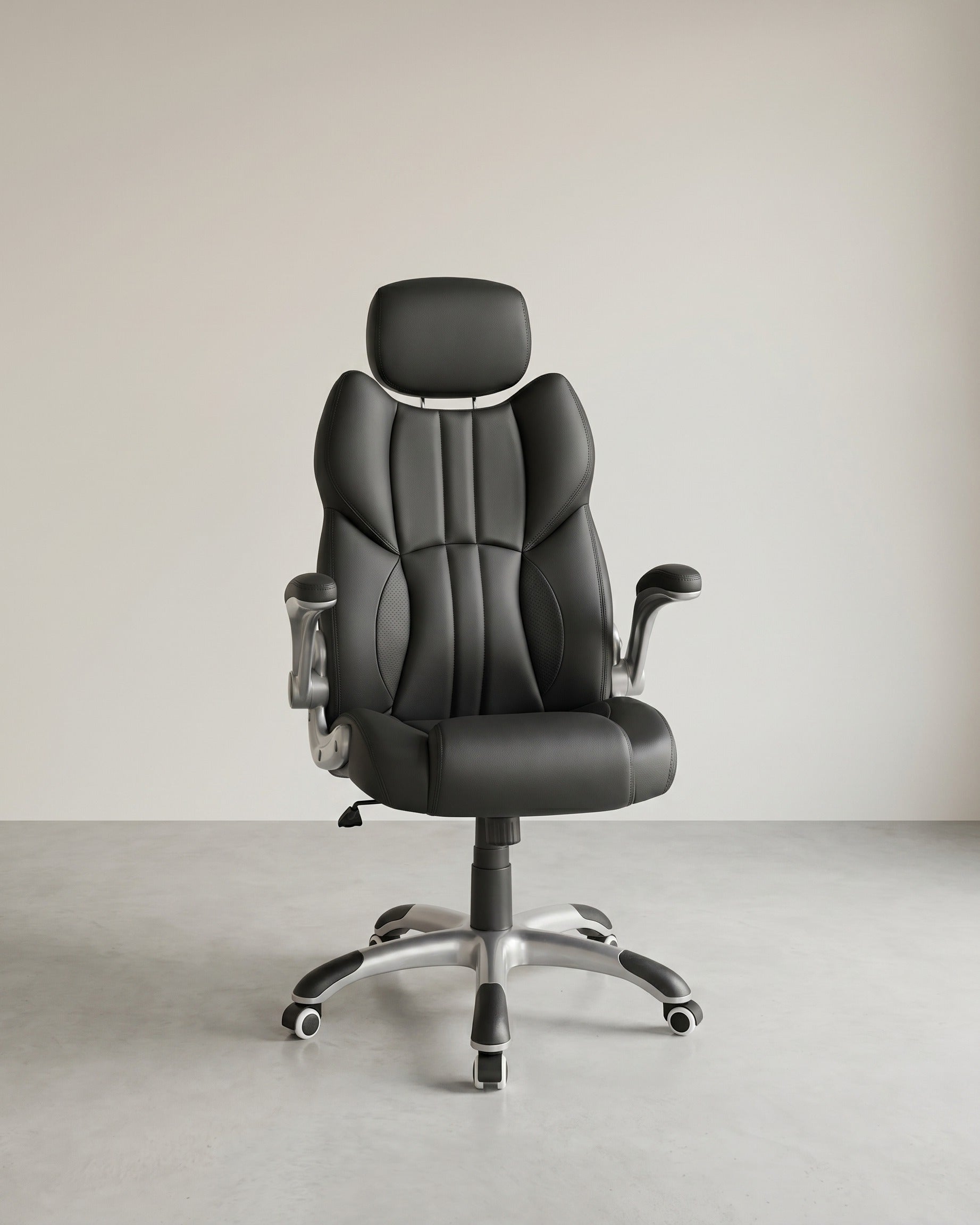 Ergonomischer Regiestuhl - Bürostuhl Leder - Belastbar bis 150 kg – Schwarz
