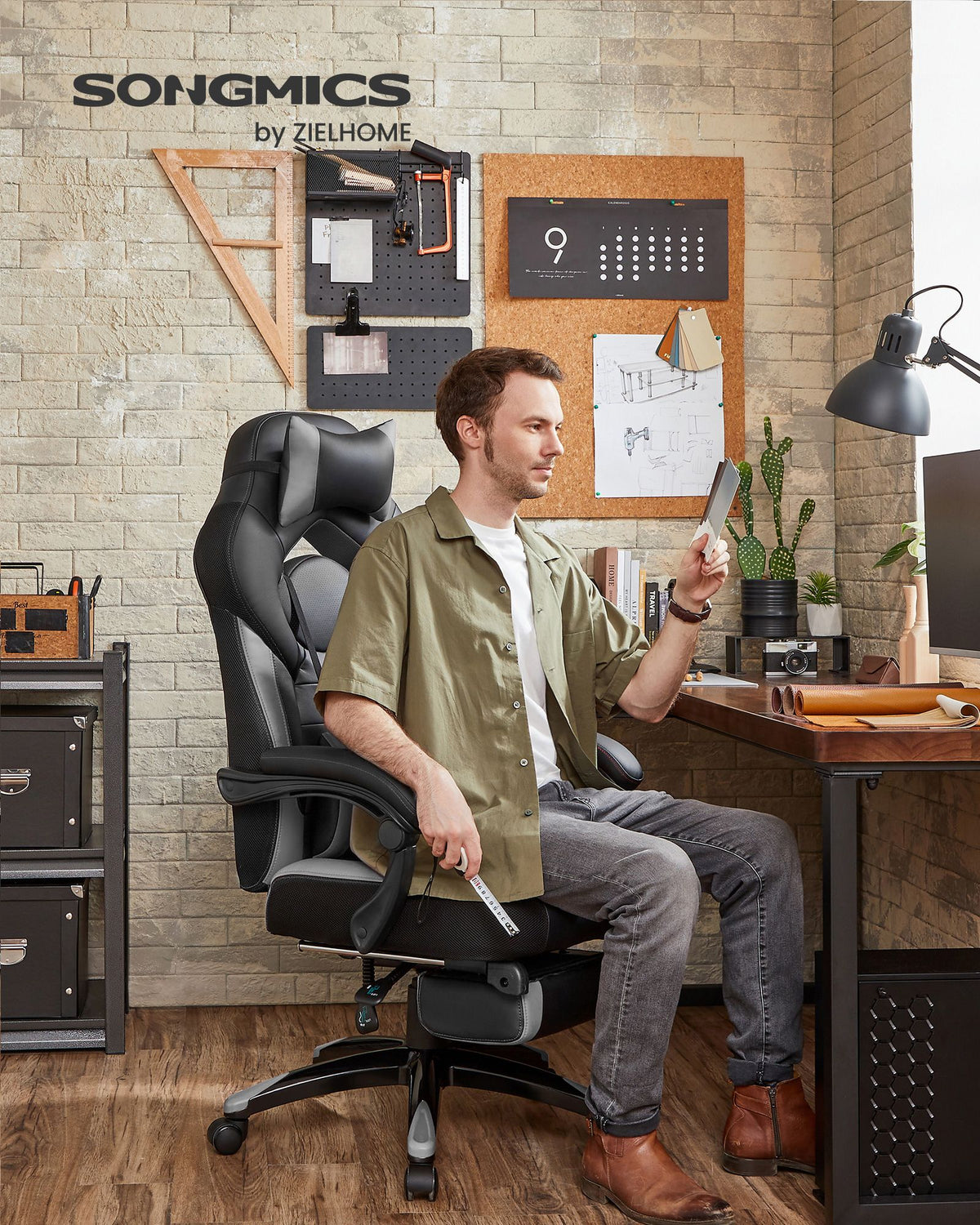 Gaming-Stuhl mit Fußstütze – ergonomisch – neigbar – extra dicke Sitzfläche – höhenverstellbar