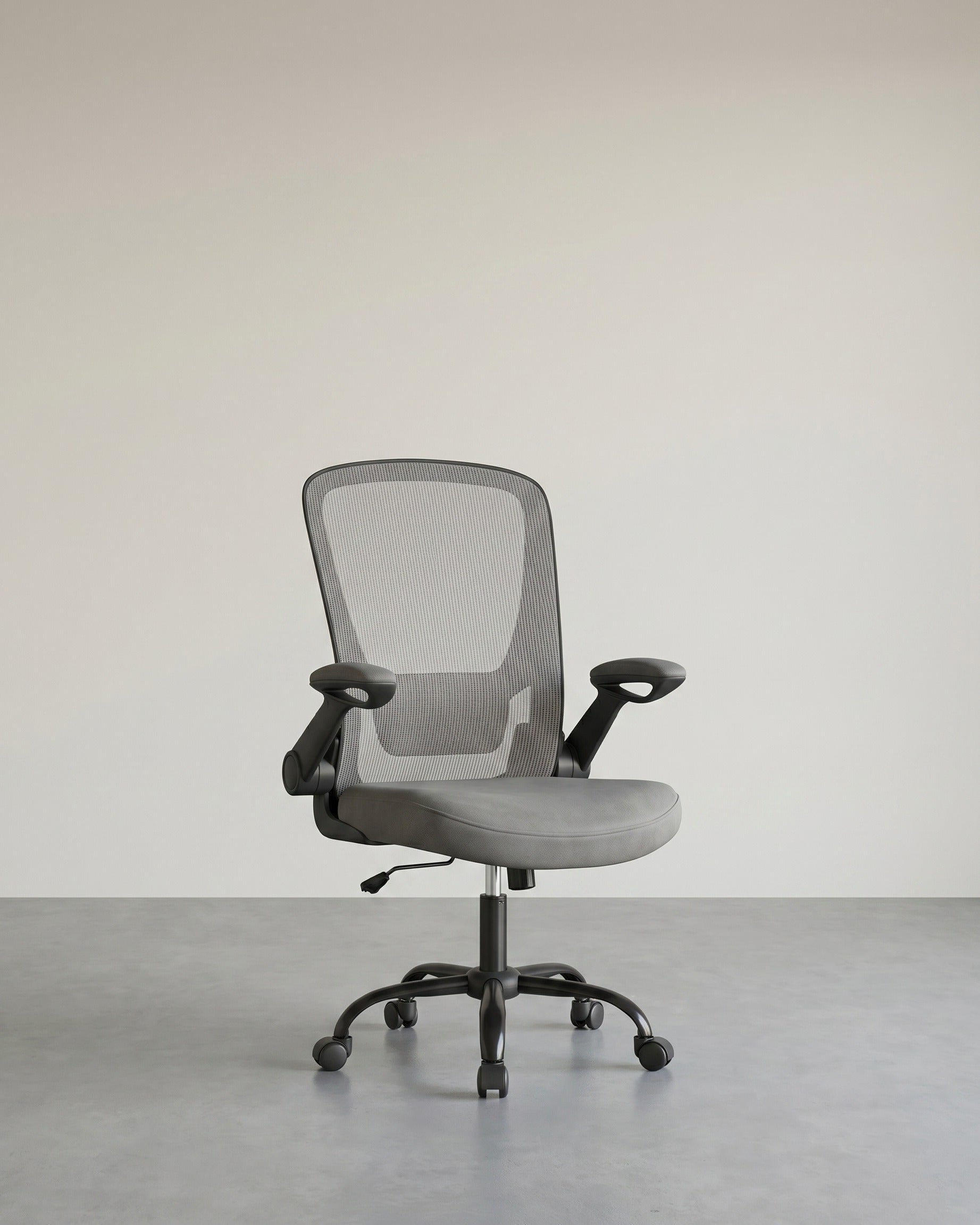 Bürostuhl mit verstellbaren Armlehnen – Ergonomisches Design – Netzrückenlehne – Grau