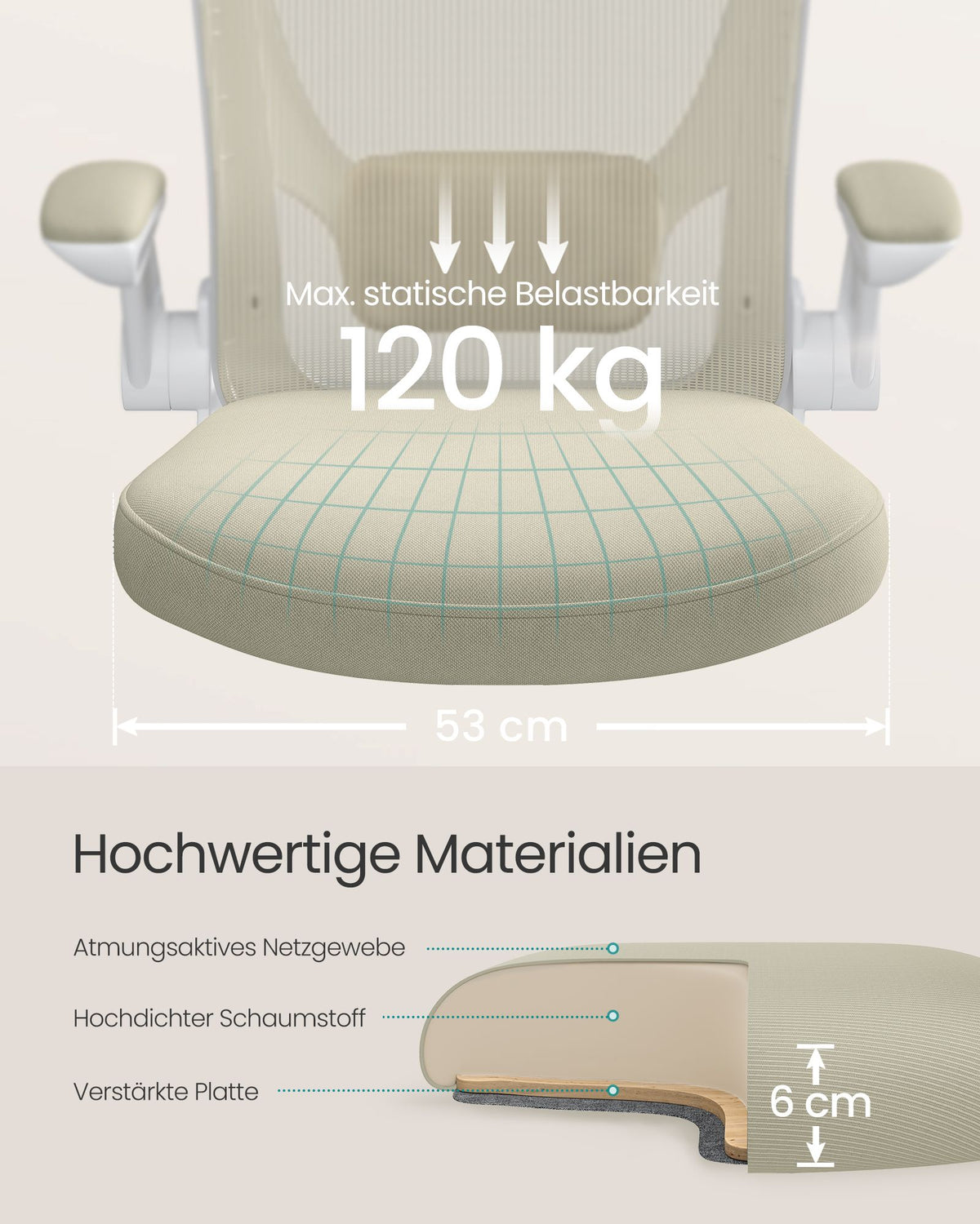 Bürostuhl mit verstellbaren Armlehnen – Ergonomisches Design – Netzrückenlehne