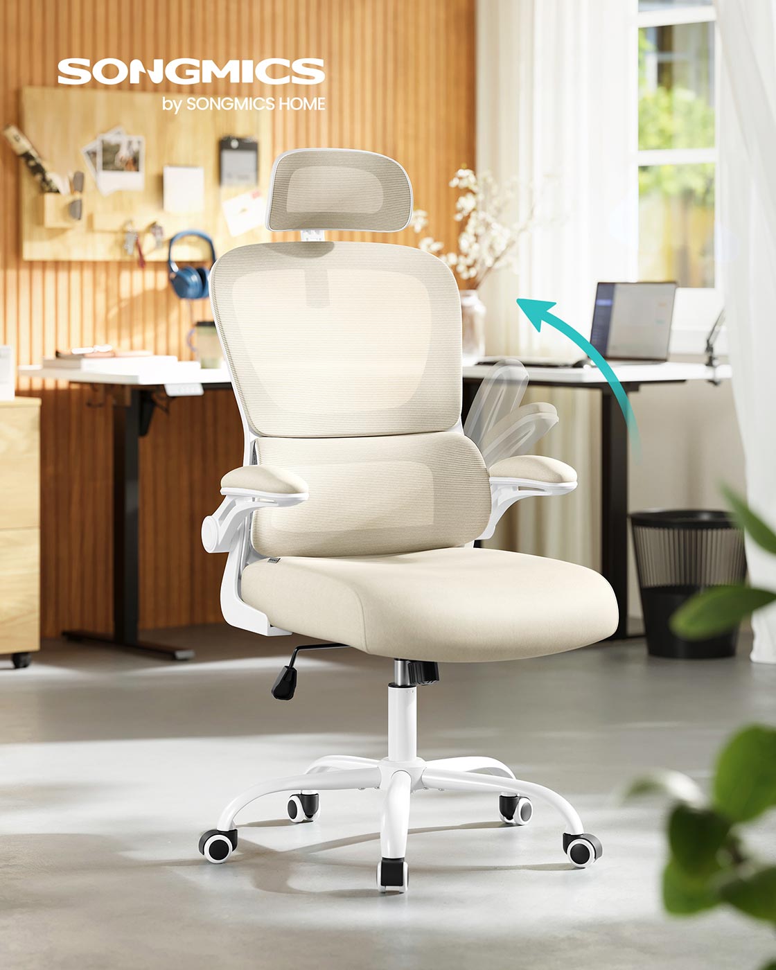 Ergonomischer Bürostuhl – Verstellbare Lordosenstütze – Netzrückenlehne – Neigbare Rückenlehne und Kopfstütze