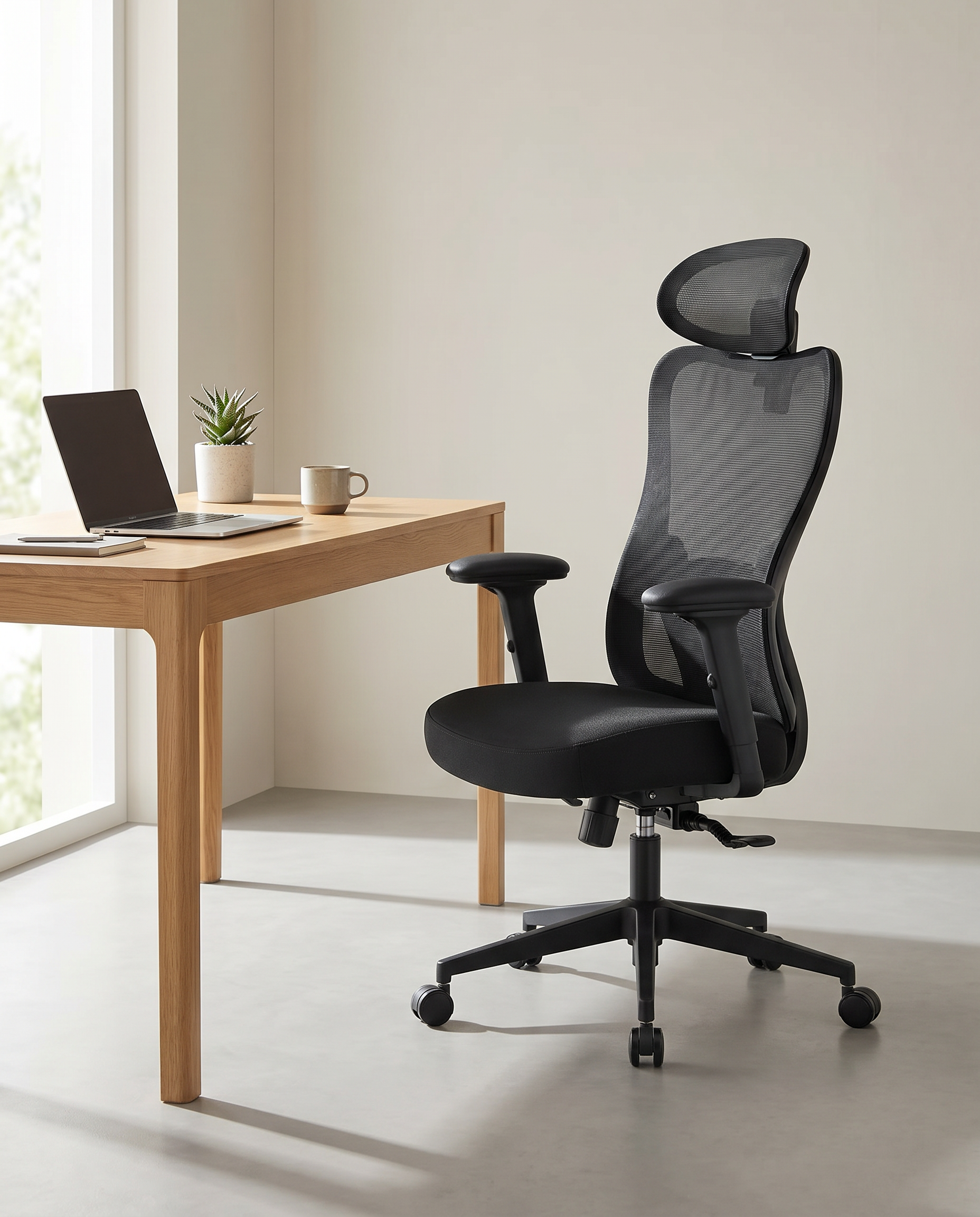 Ergonomischer Bürostuhl – Verstellbare Lendenwirbelstütze – Atmungsaktives Netzgewebe – Neigungsfunktion – Belastbarkeit 150 kg