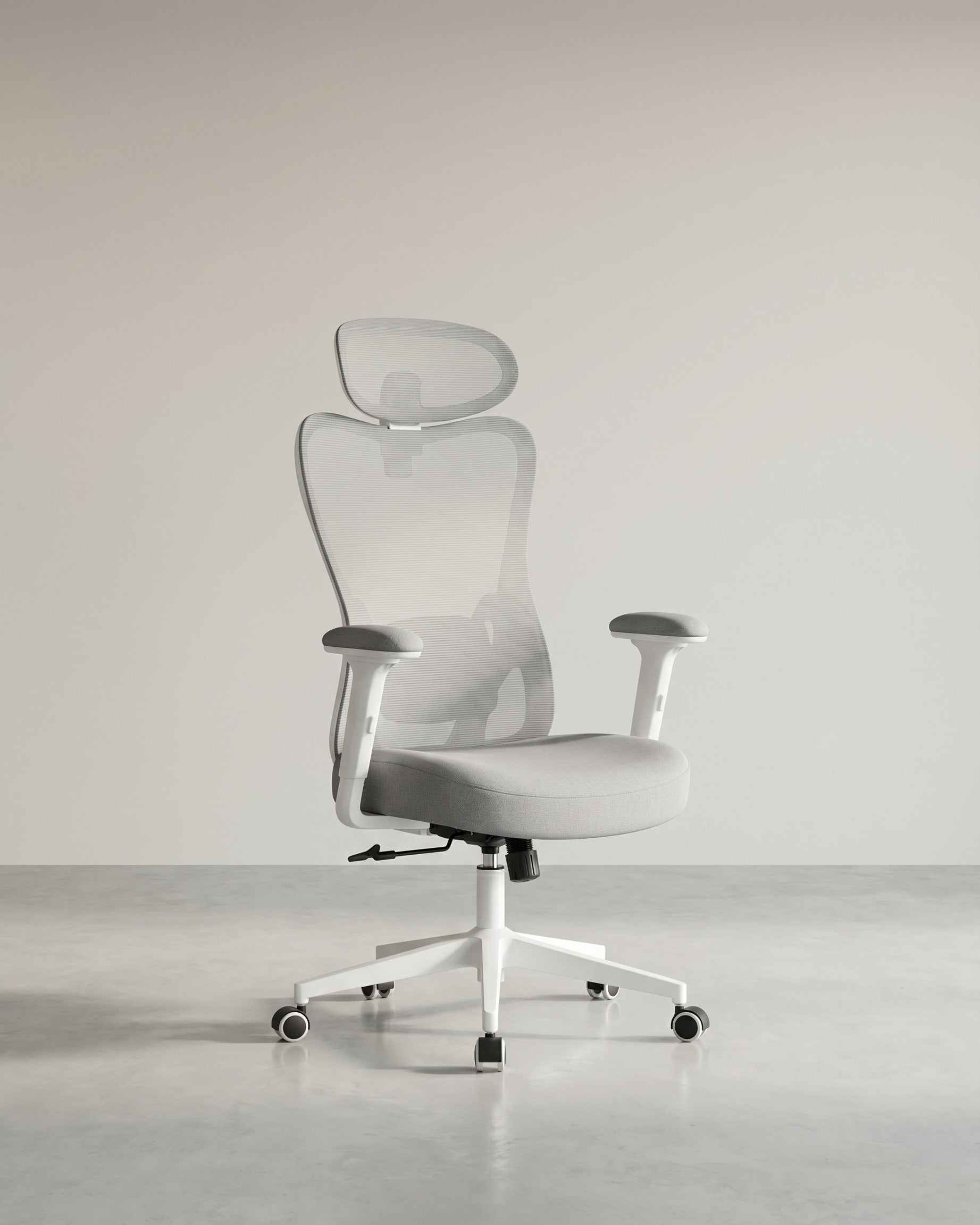 Ergonomischer Bürostuhl – Verstellbare Lendenwirbelstütze – Atmungsaktives Netzgewebe – Neigungsfunktion – Belastbarkeit 150 kg – Grau