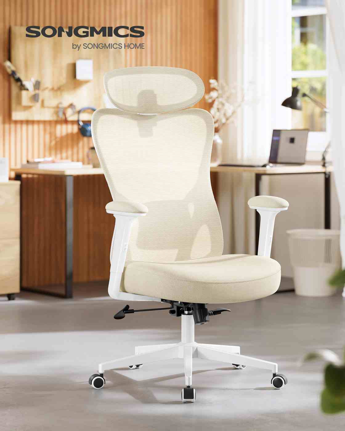 Ergonomischer Bürostuhl – Verstellbare Lendenwirbelstütze – Atmungsaktives Netzgewebe – Neigungsfunktion – Belastbarkeit 150 kg
