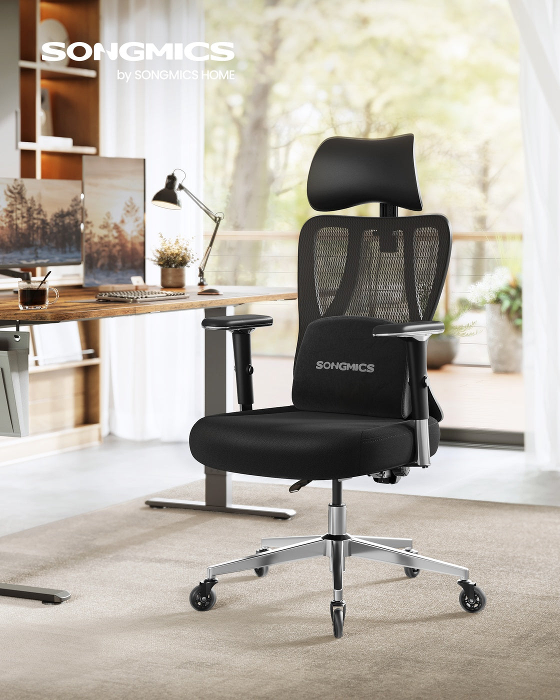 Bürostuhl - Ergonomisch - Verstellbare Lendenstütze Und Kopfstütze - Bis 150 kg