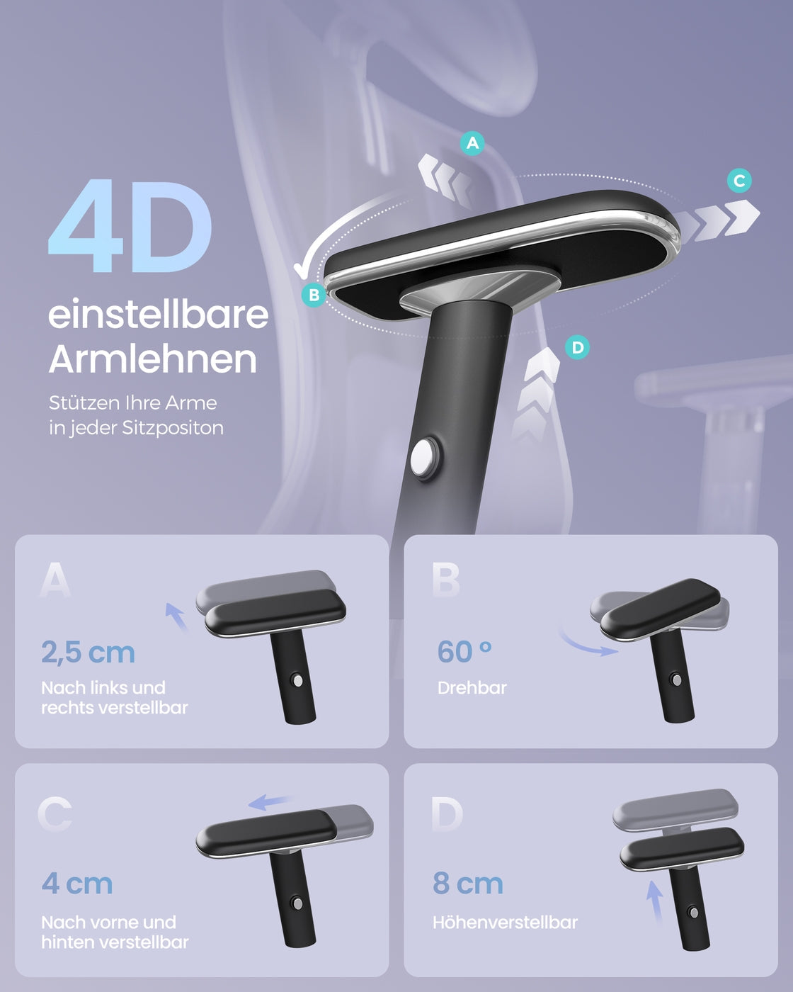 Bürostuhl - Ergonomisch - Verstellbare Lendenstütze Und Kopfstütze - Bis 150 kg