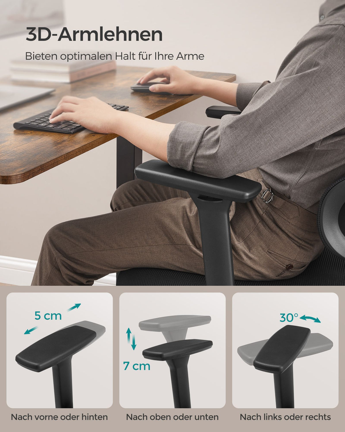 Vollständig verstellbarer Bürostuhl – ergonomischer Bürostuhl – Bürostuhl – verstellbare Rückenlehne