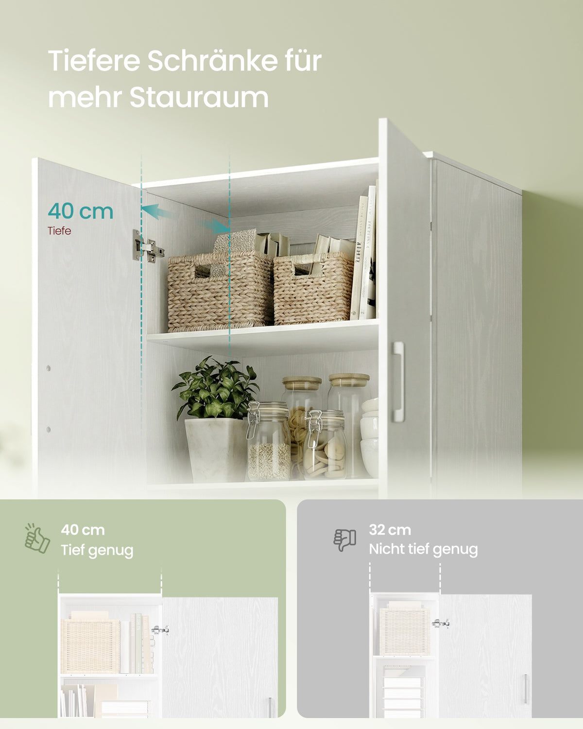 Aufbewahrungsschrank mit 4 Türen und 5 Fächern – Multifunktionsschrank – für Büro, Schlafzimmer und Wohnzimmer