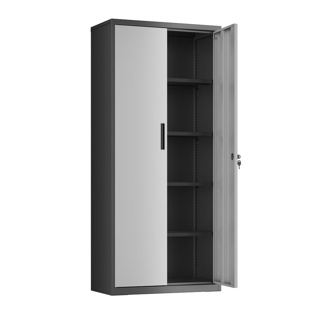 Aktenschrank aus Metall – 180 cm hoch – Schloss und Schlüssel – verstellbare Regalböden