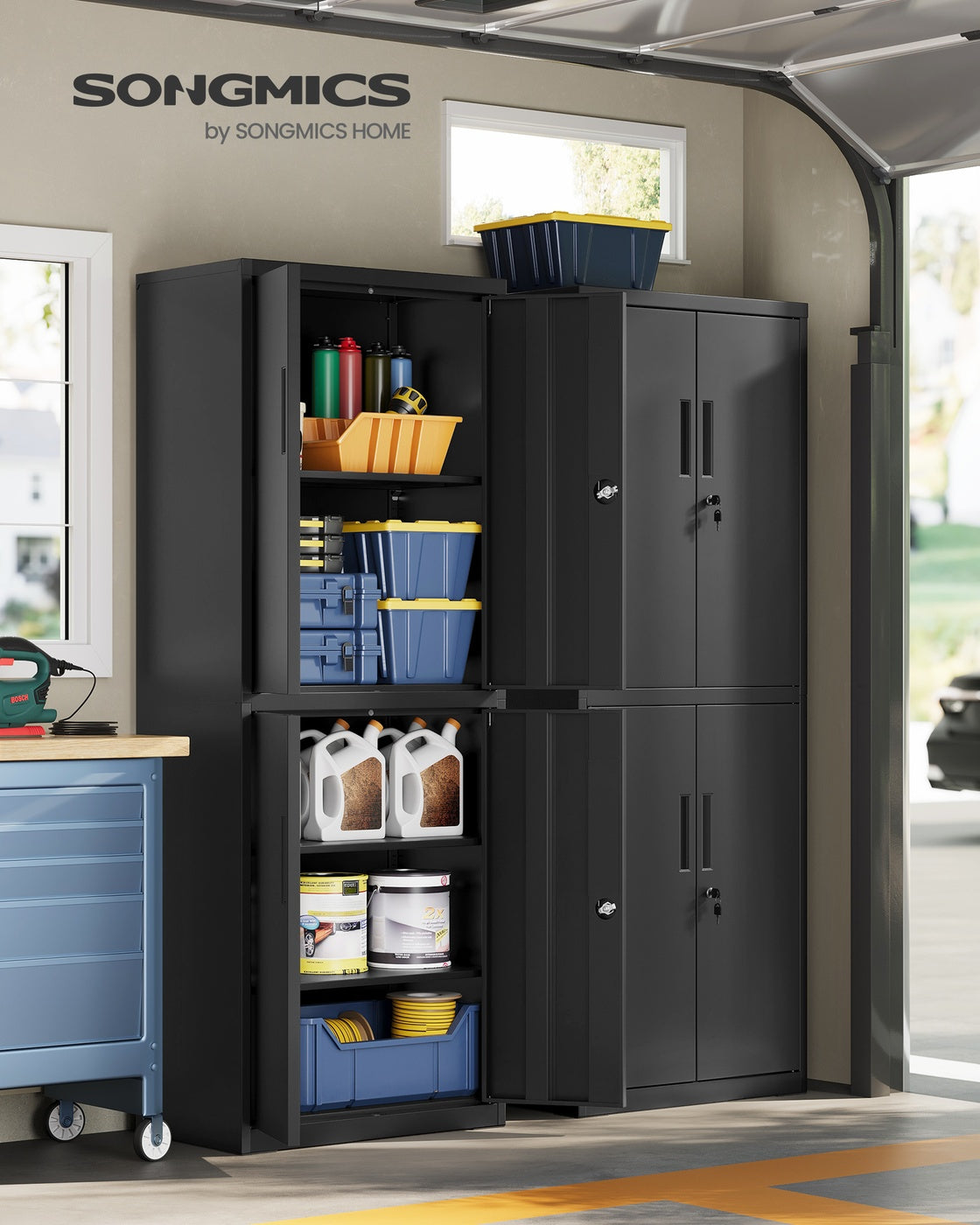 Aktenschrank - Stahl - 4 Türen Und 5 Ebenen - 180 cm Hoch Mit Schlössern