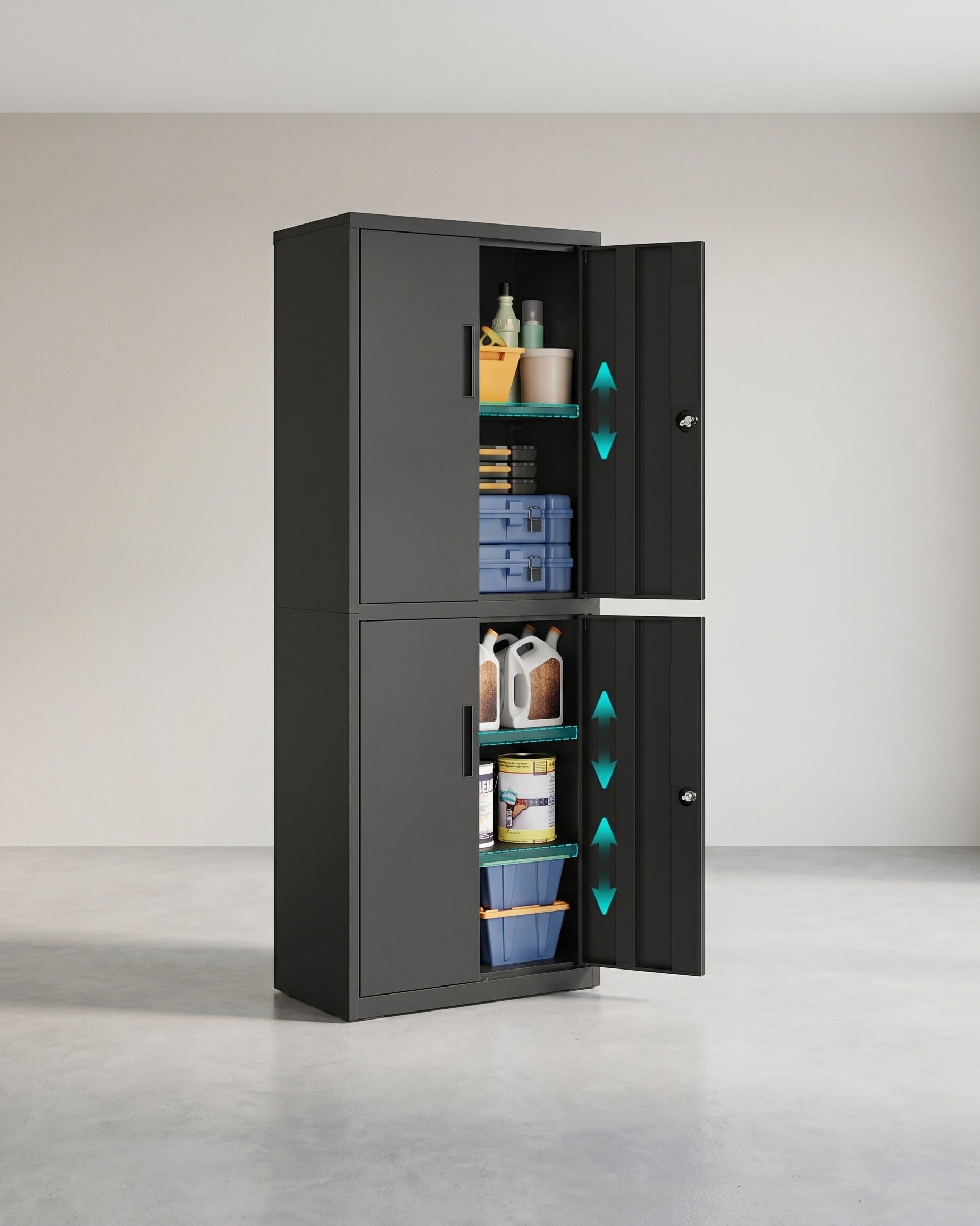 Aktenschrank - Stahl - 4 Türen Und 5 Ebenen - 180 cm Hoch Mit Schlössern