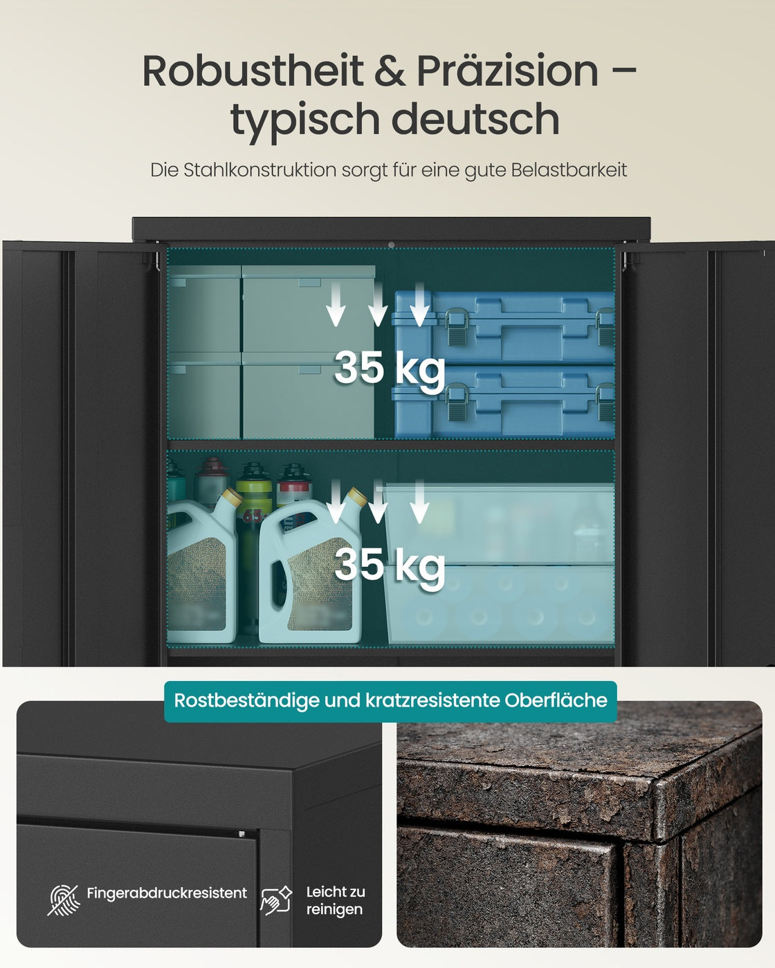 Abschließbarer Aktenschrank - 3 Verstellbare Böden - Büroschrank Aus Stahl