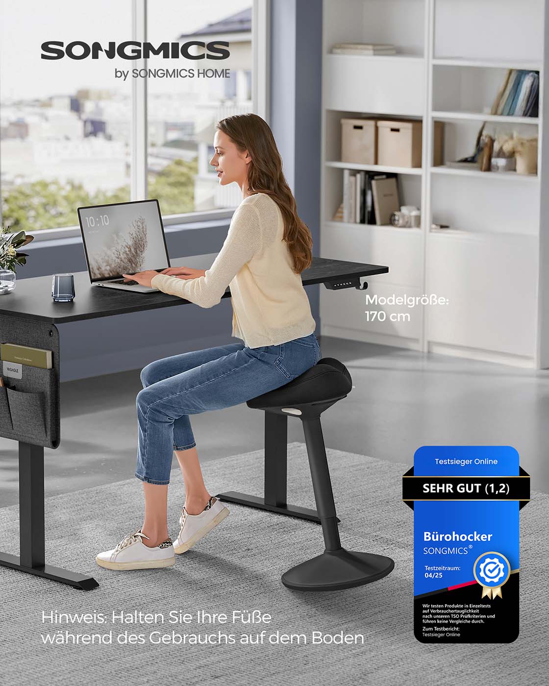Ergonomischer Sattelhocker – Verstellbares Stahlgestell – Bequemer und aktiver Sitzkomfort
