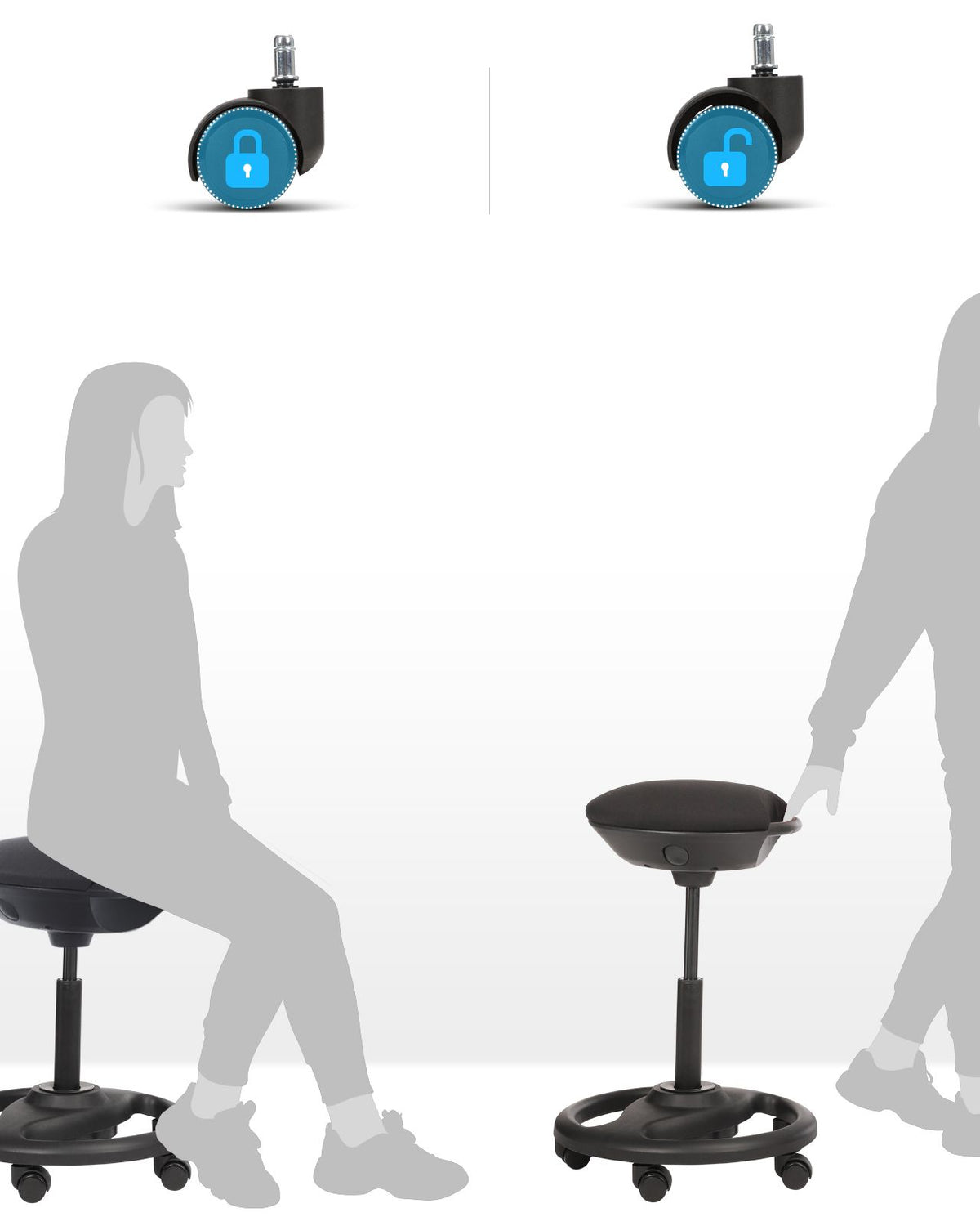 Ergonomischer Bürostuhl – verstellbar – mit Rollen – aktiver Sitzkomfort