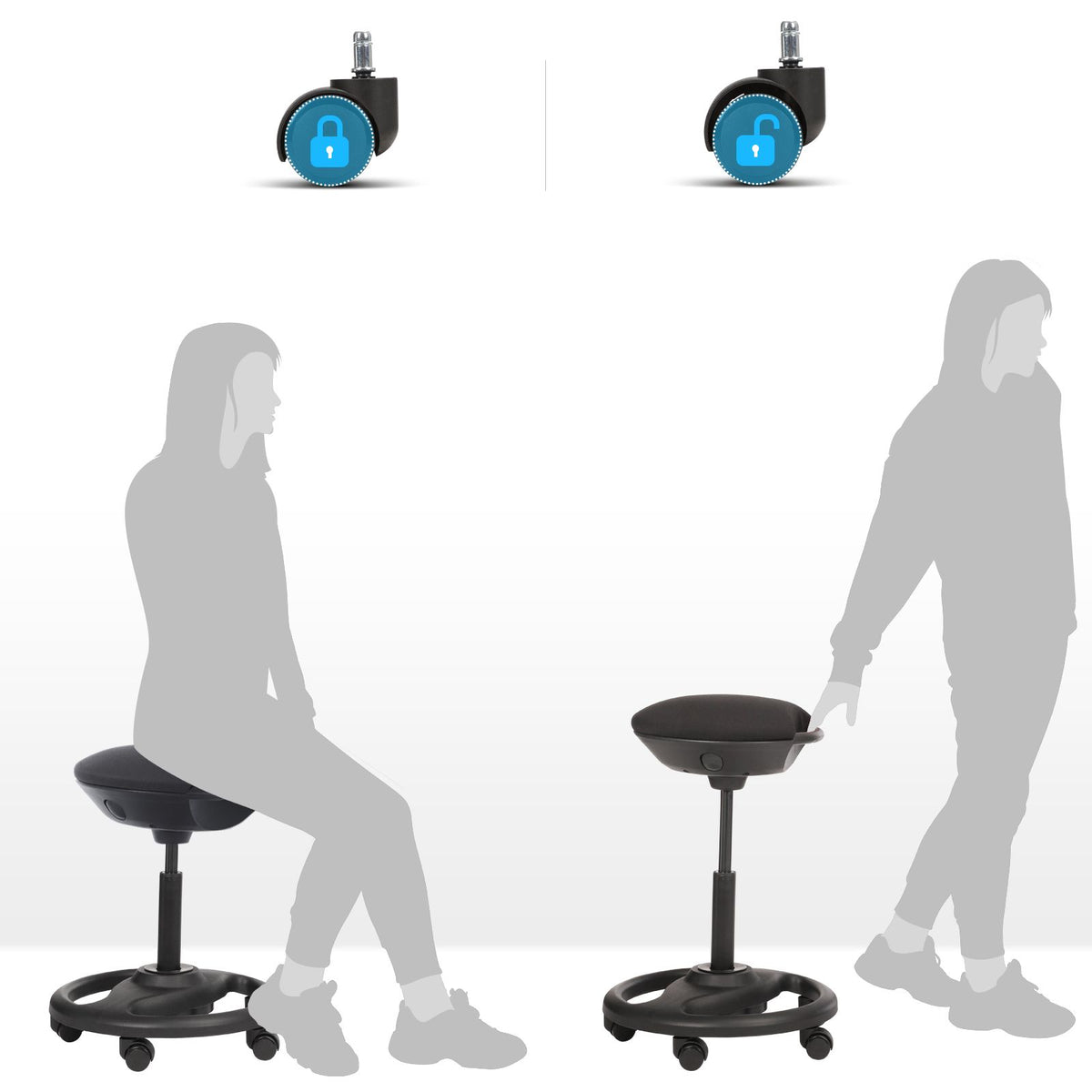 Ergonomischer Bürostuhl – verstellbar – mit Rollen – aktiver Sitzkomfort