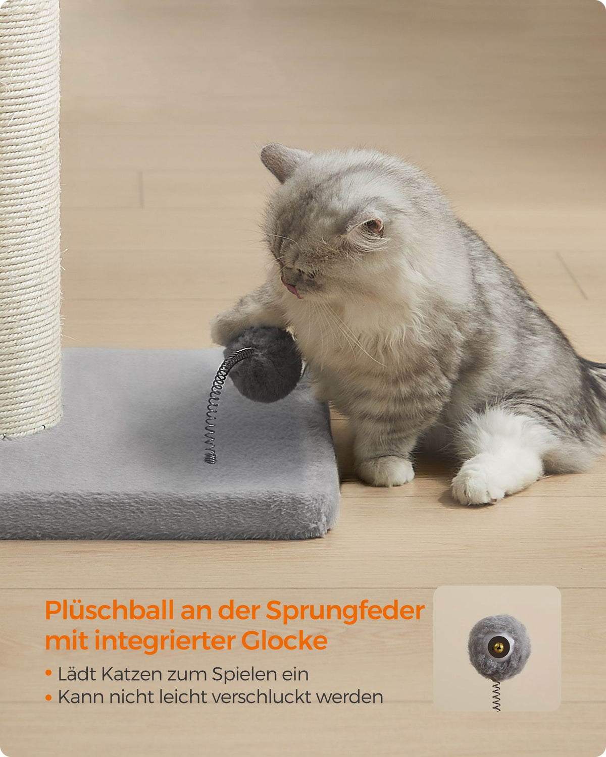Katzenkratzbaum – 85 cm hoch – Extra dicker Sisalstamm – Stabiler Standfuß – Mit Spielball