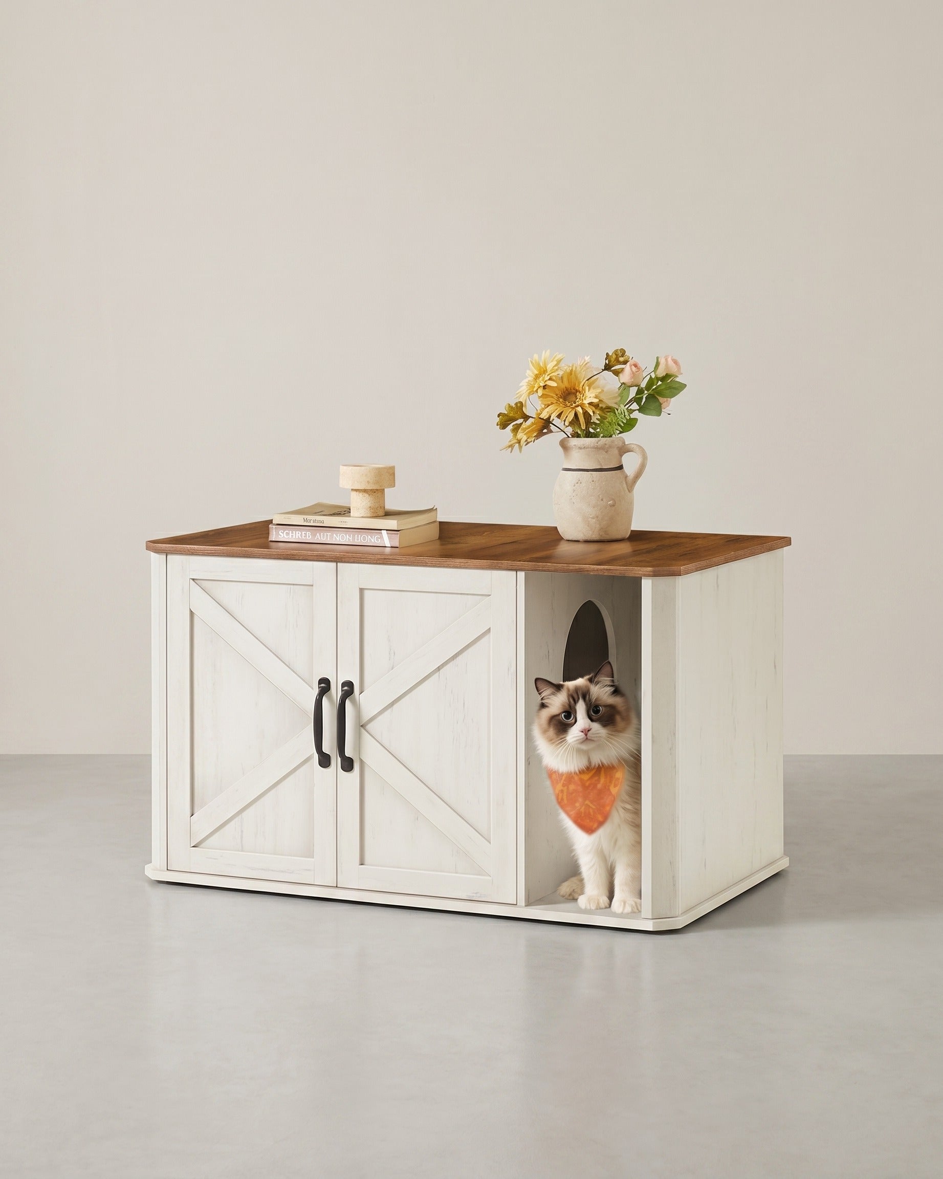 Katzentoilette – Modernes Design – Doppeltür – Griffe – 85 x 48,5 x 50 cm – Spanplatte