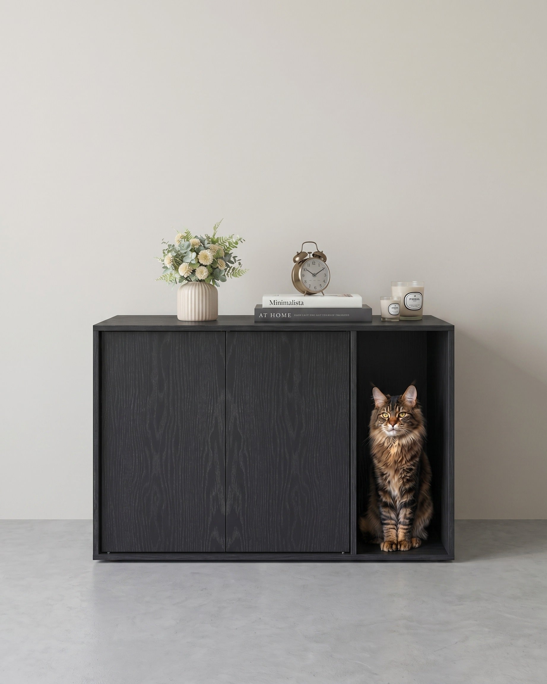 Katzentoilette mit Push-to-Open-Türen - Katzenhaus – Schwarz