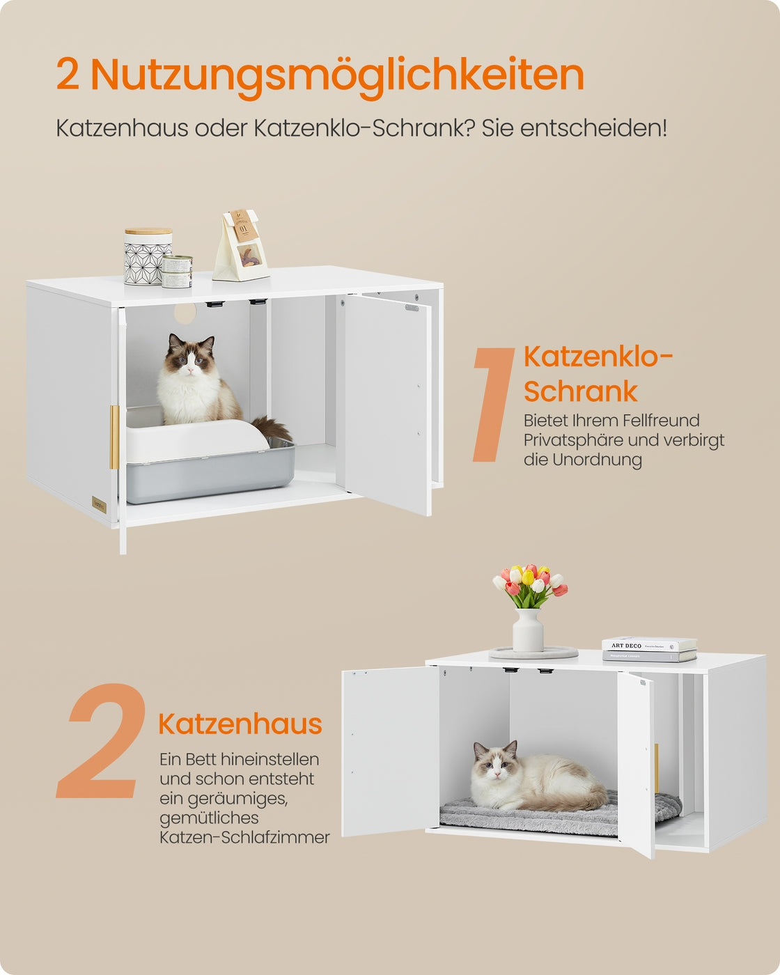 Katzenhaus Möbel - Mit Herausnehmbarer Trennwand - Geeignet Als Beistelltisch