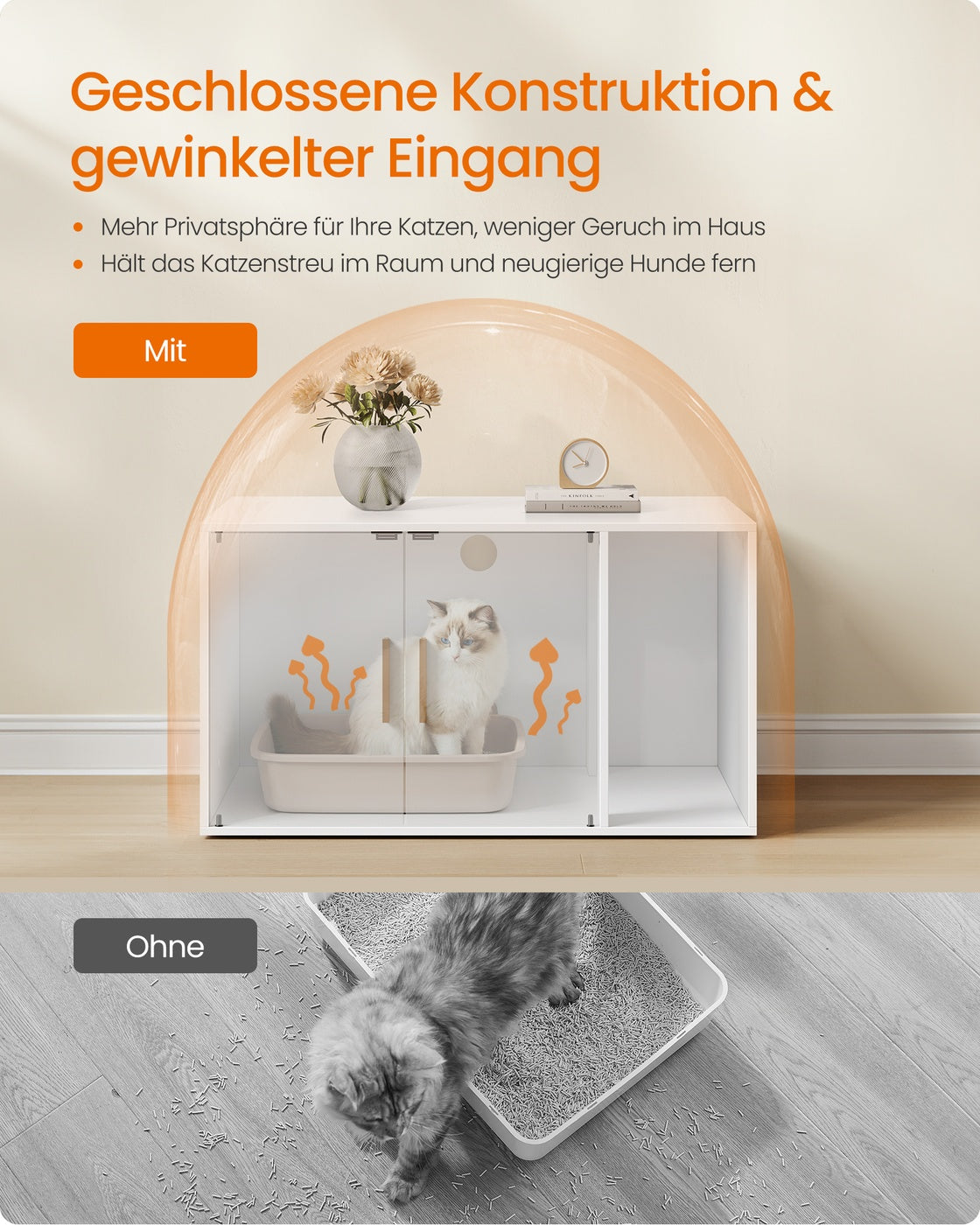 Katzenhaus Möbel - Mit Herausnehmbarer Trennwand - Geeignet Als Beistelltisch