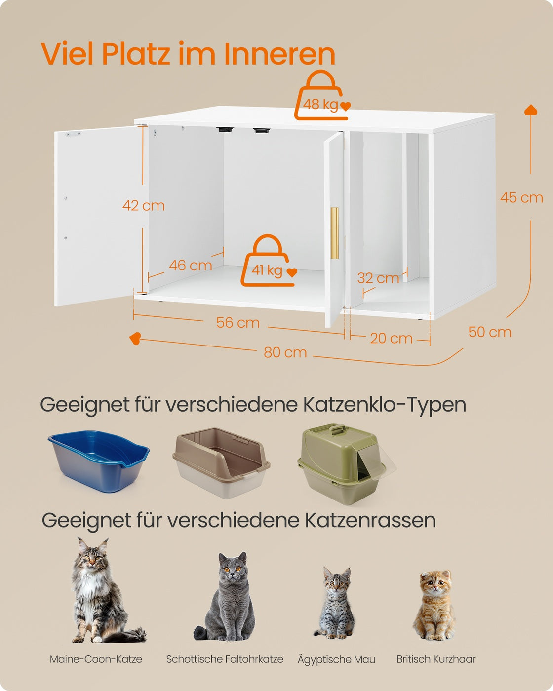 Katzenhaus Möbel - Mit Herausnehmbarer Trennwand - Geeignet Als Beistelltisch